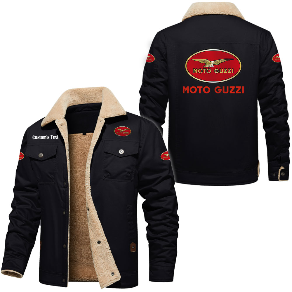 Moto Guzzi Cargo Fleece Lined Cotton Jacket Multicolor, vintage style, customize name 