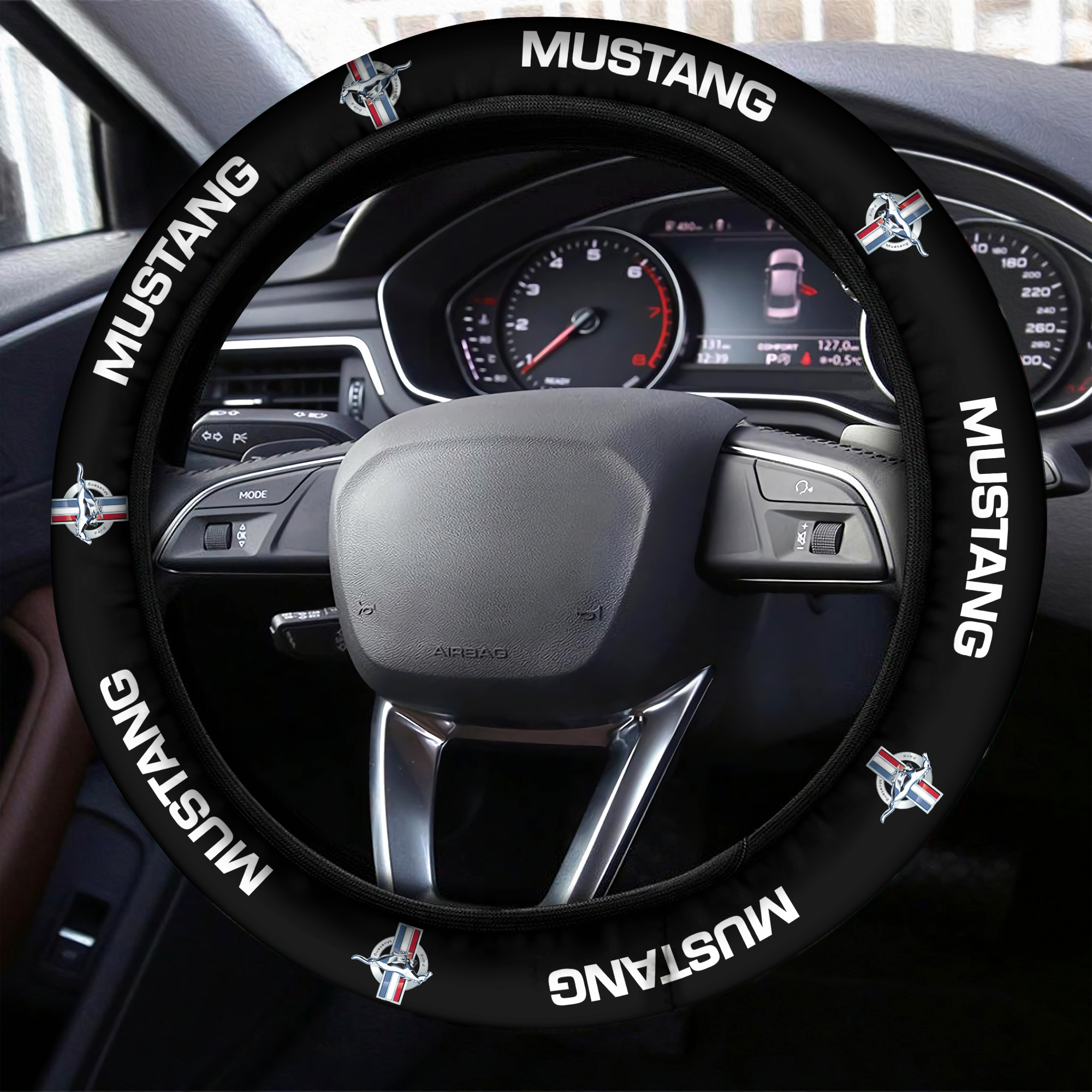Mustang Steering Wheel Cover Black - Famjoys Mustang Steering Wheel Cover Black - Famjoys
