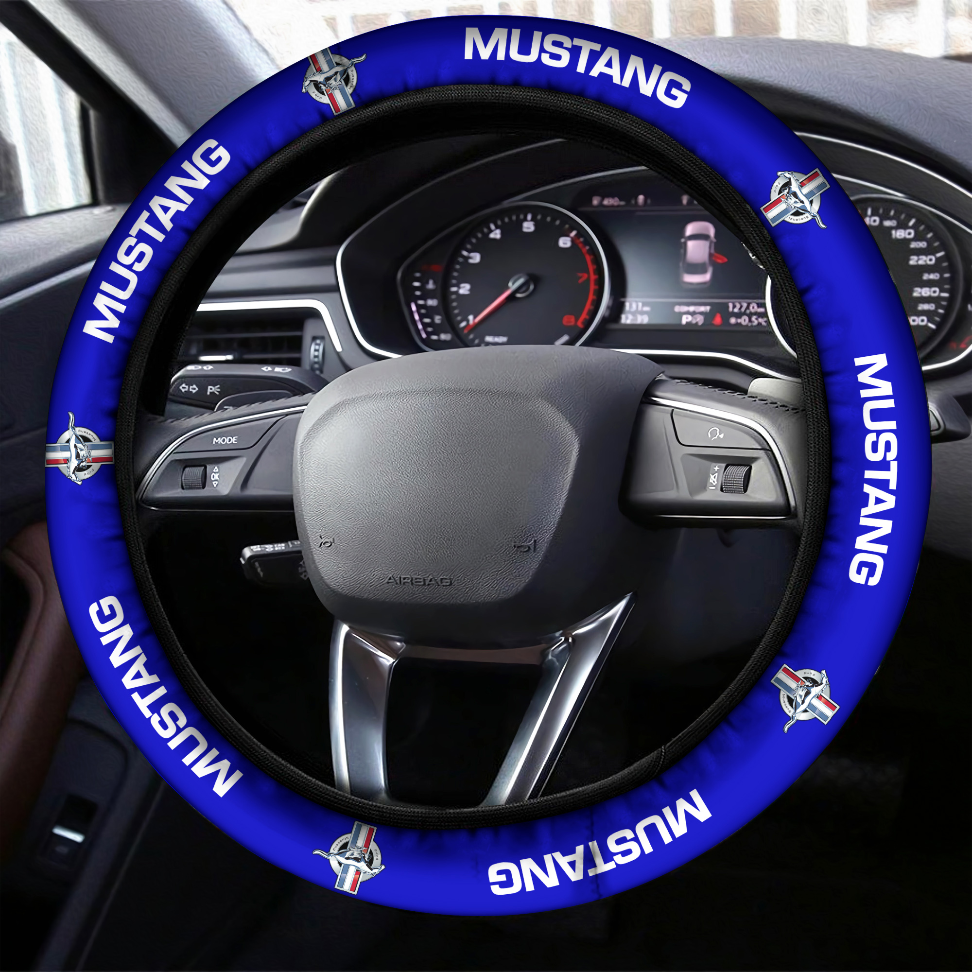 Mustang Steering Wheel Cover Blue - Famjoys Mustang Steering Wheel Cover Blue - Famjoys
