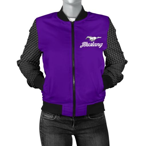 Mustang Women's Bomber Jacket Purple - Famjoys Mustang Women's Bomber Jacket Purple - Famjoys
