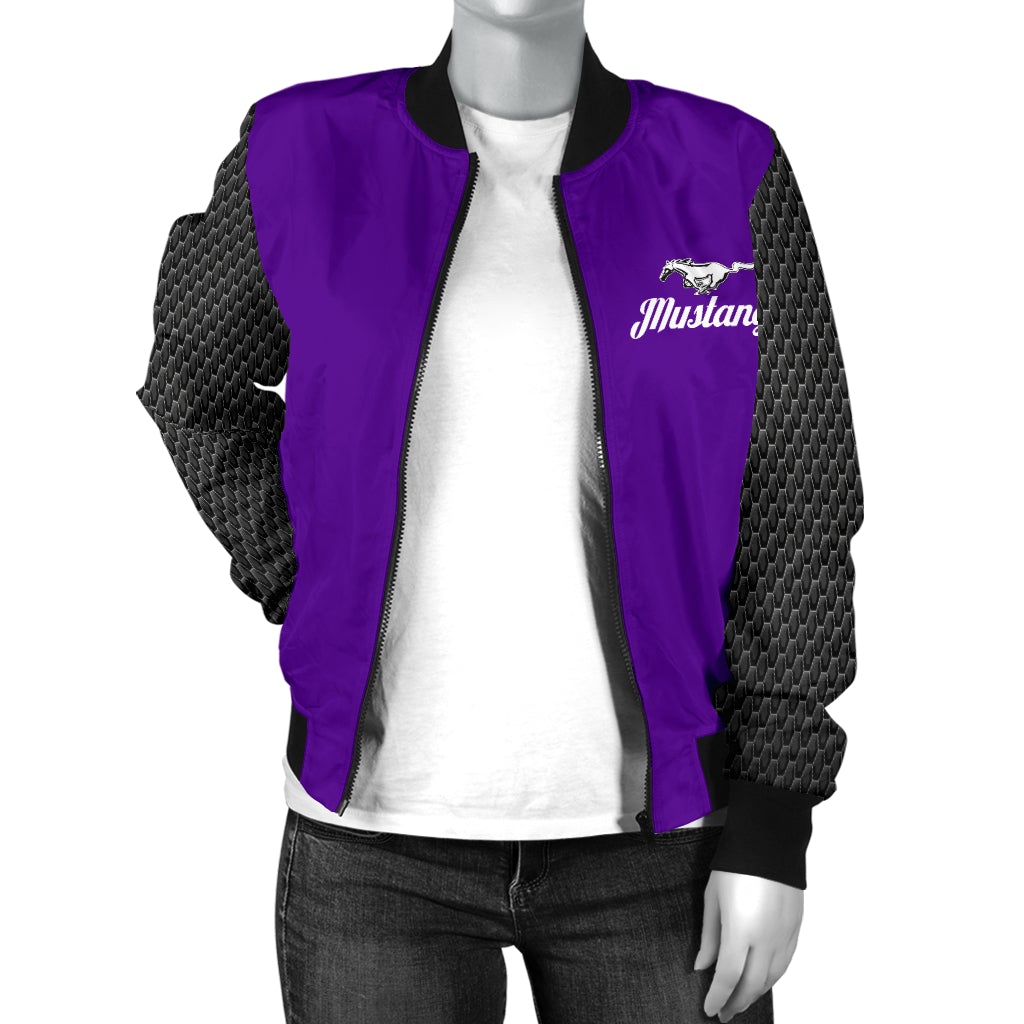 Mustang Women's Bomber Jacket Purple - Famjoys Mustang Women's Bomber Jacket Purple - Famjoys