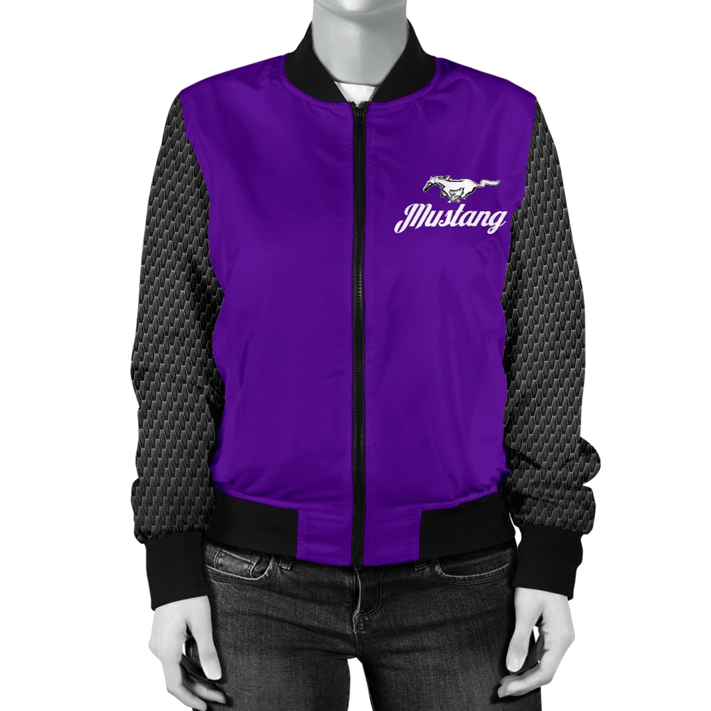 Mustang Women's Bomber Jacket Purple - Famjoys Mustang Women's Bomber Jacket Purple - Famjoys
