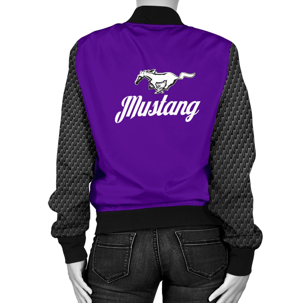 Mustang Women's Bomber Jacket Purple - Famjoys Mustang Women's Bomber Jacket Purple - Famjoys