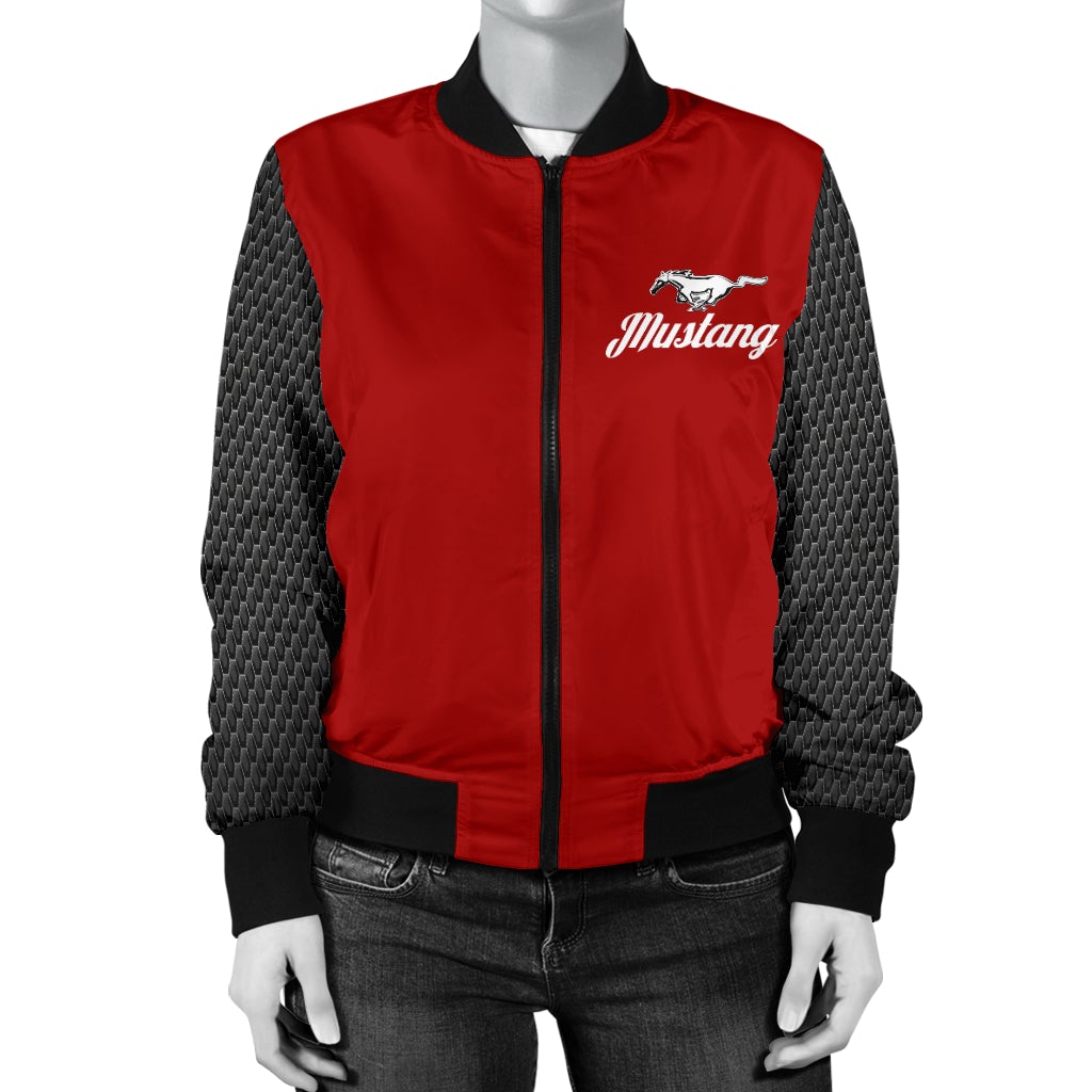 Mustang Women's Bomber Jacket Red - Famjoys Mustang Women's Bomber Jacket Red - Famjoys