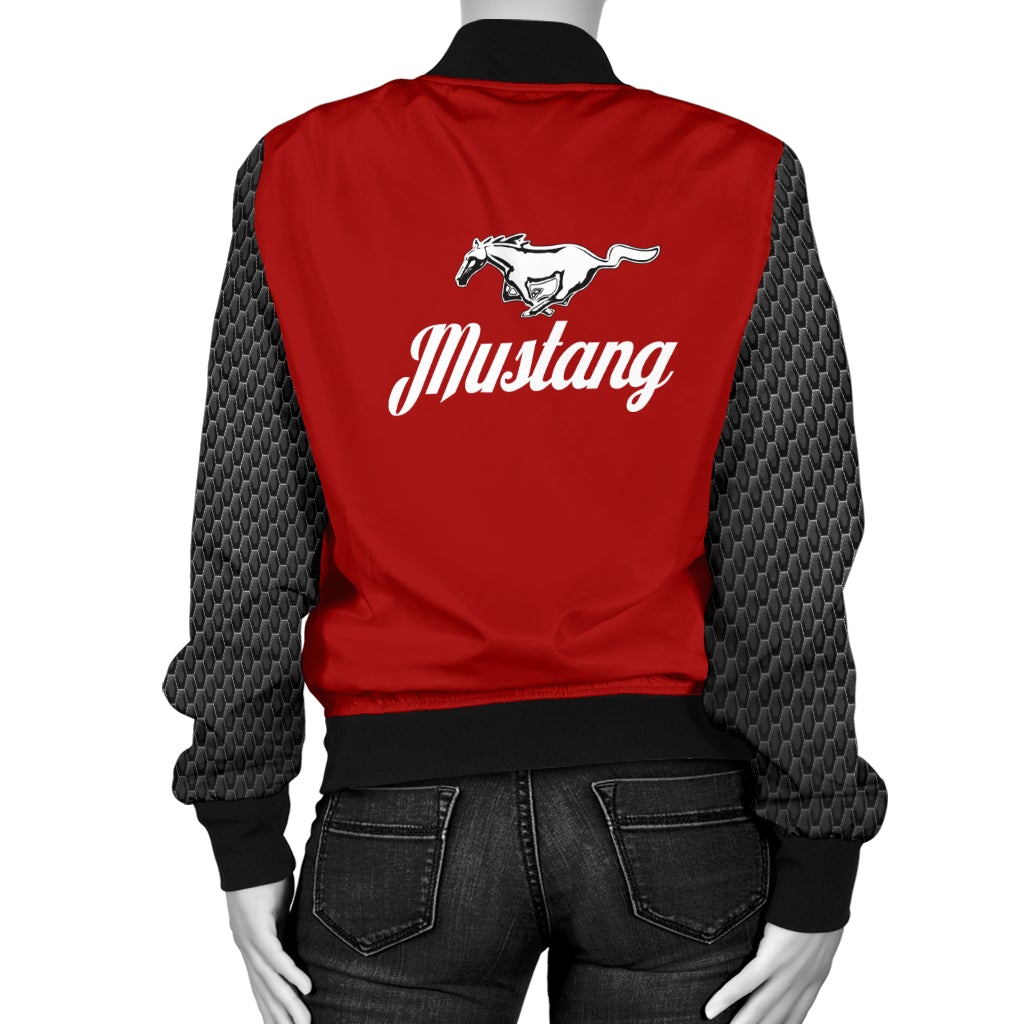Mustang Women's Bomber Jacket Red - Famjoys Mustang Women's Bomber Jacket Red - Famjoys