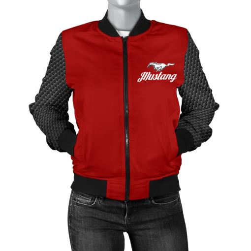 Mustang Women's Bomber Jacket Red - Famjoys Mustang Women's Bomber Jacket Red - Famjoys