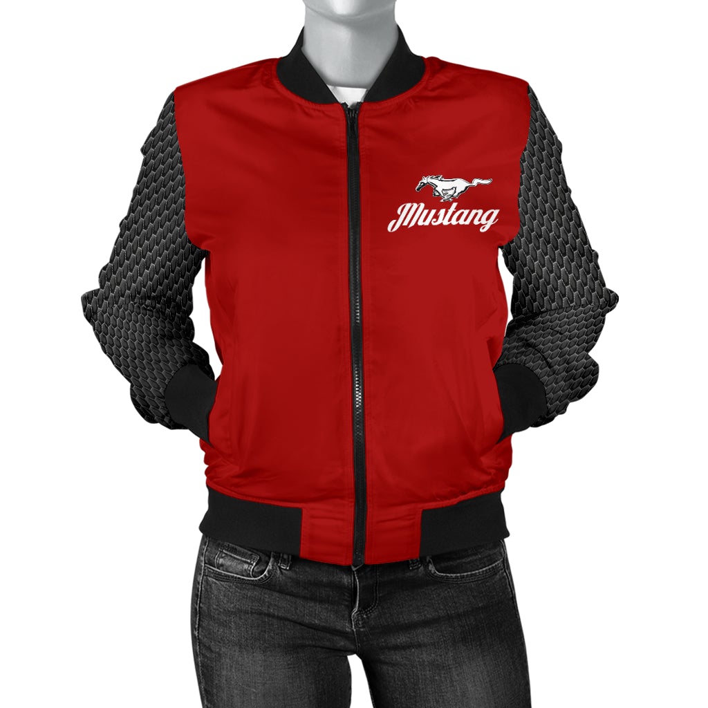 Mustang Women's Bomber Jacket Red - Famjoys Mustang Women's Bomber Jacket Red - Famjoys