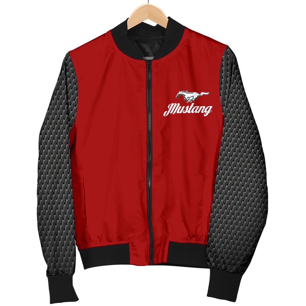 Mustang Women's Bomber Jacket Red - Famjoys Mustang Women's Bomber Jacket Red - Famjoys