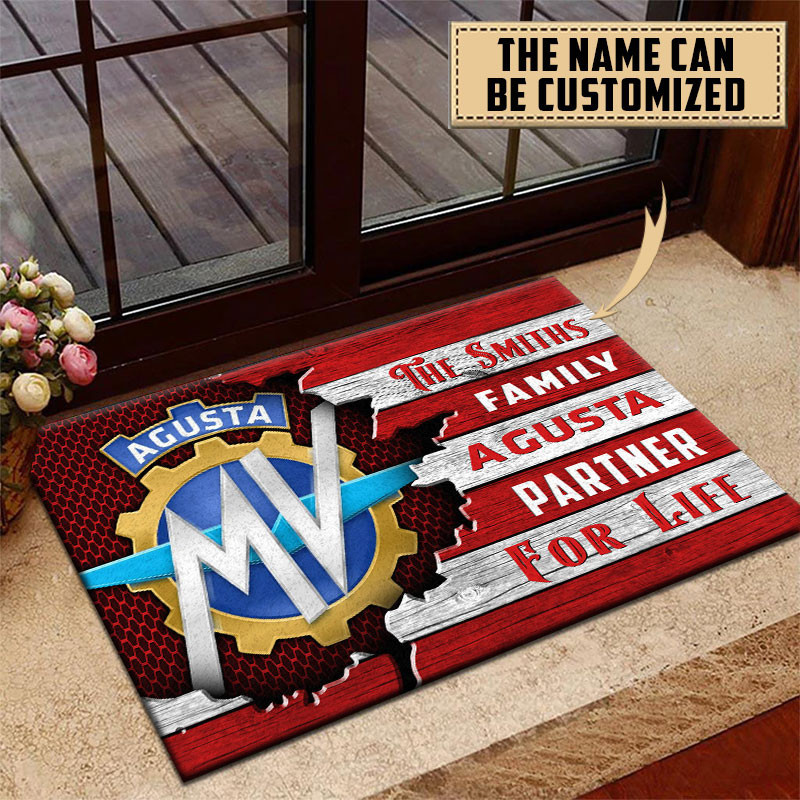 MV Agusta Doormat Custom Name, Multicolor - Famjoys MV Agusta Doormat Custom Name, Multicolor - Famjoys