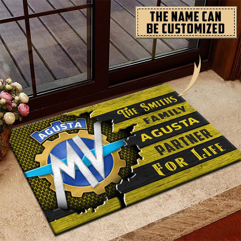 MV Agusta Doormat Custom Name, Multicolor - Famjoys MV Agusta Doormat Custom Name, Multicolor - Famjoys