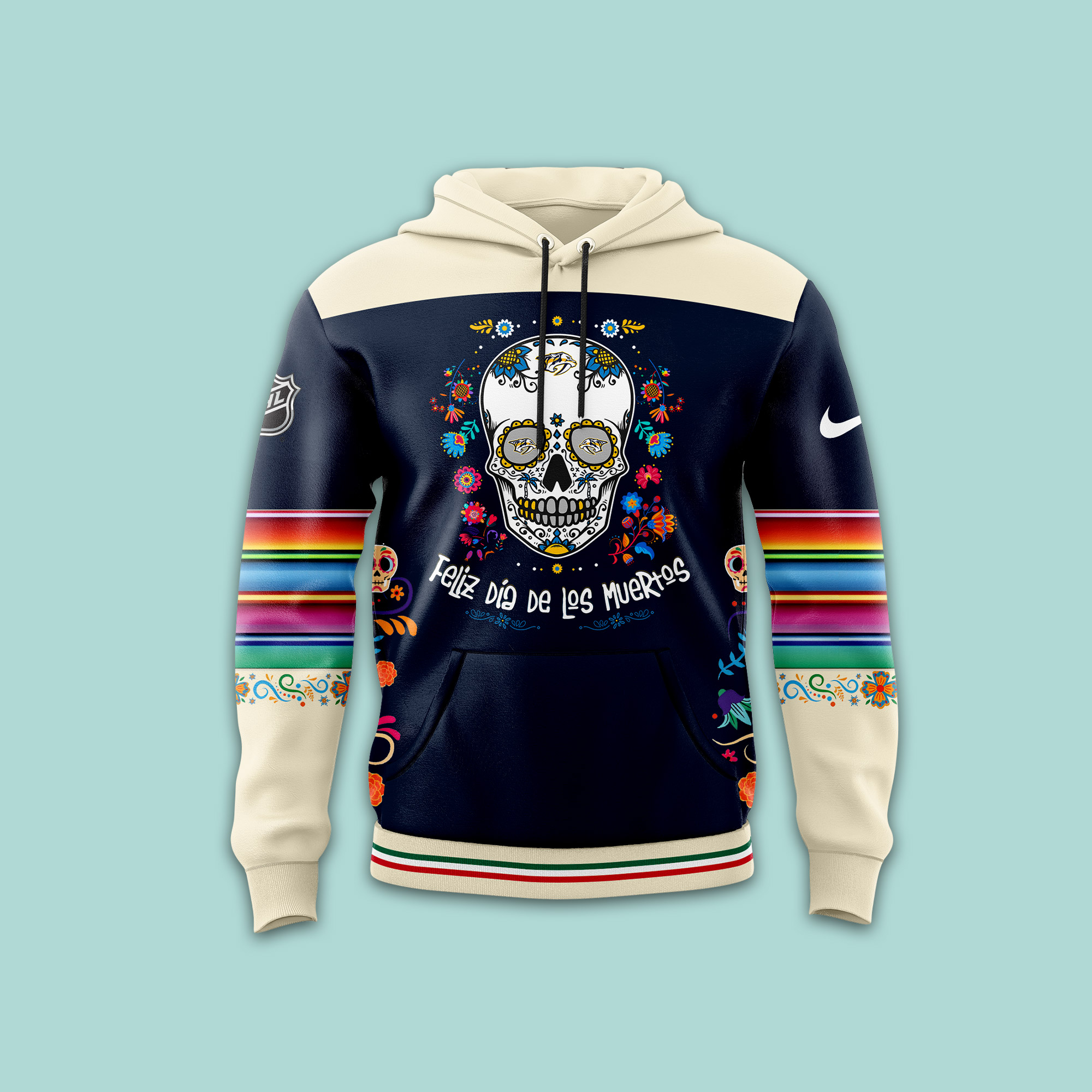 Nashville Predators NHL Dia De Los Muertos Premium Pullover Hoodie - Famjoys Nashville Predators NHL Dia De Los Muertos Premium Pullover Hoodie - Famjoys