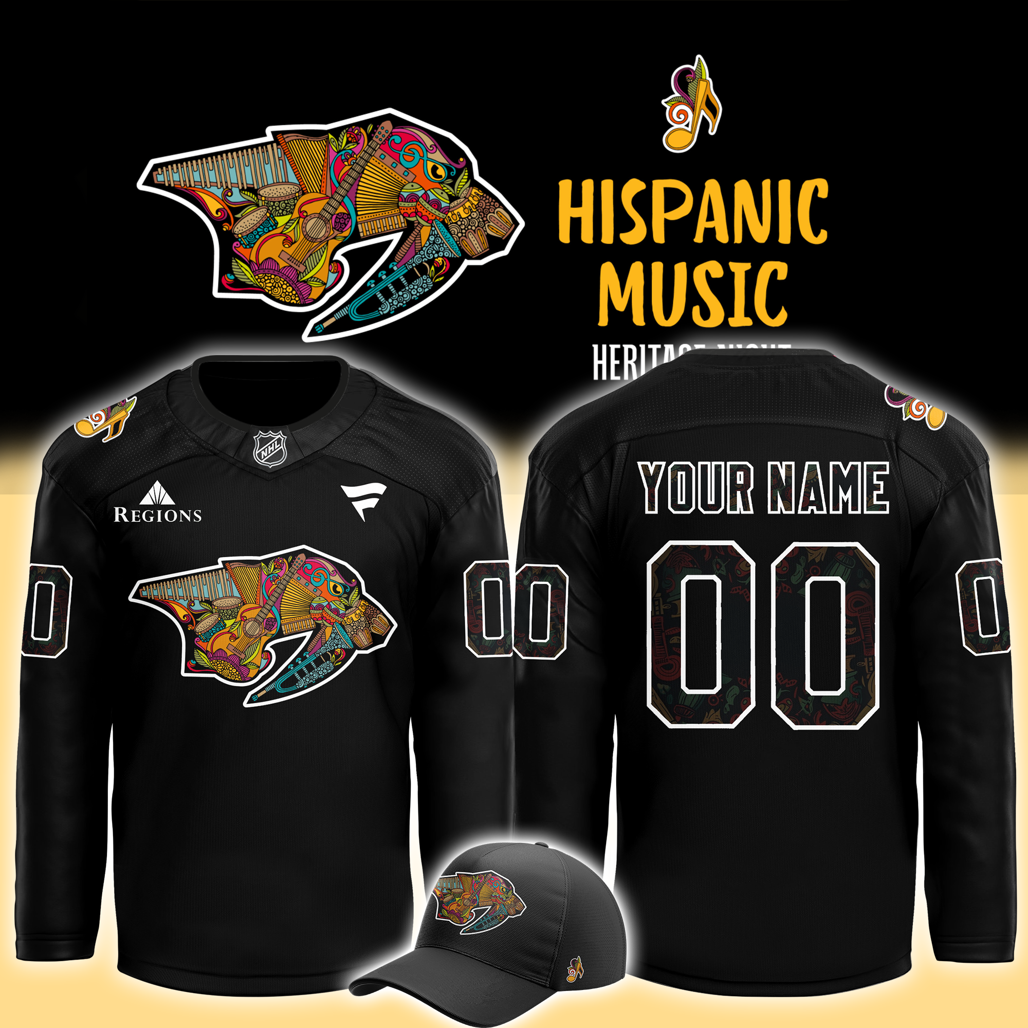 Nashville Predators x Hispanic Music Heritage Night Custom Jersey - Famjoys Nashville Predators x Hispanic Music Heritage Night Custom Jersey - Famjoys