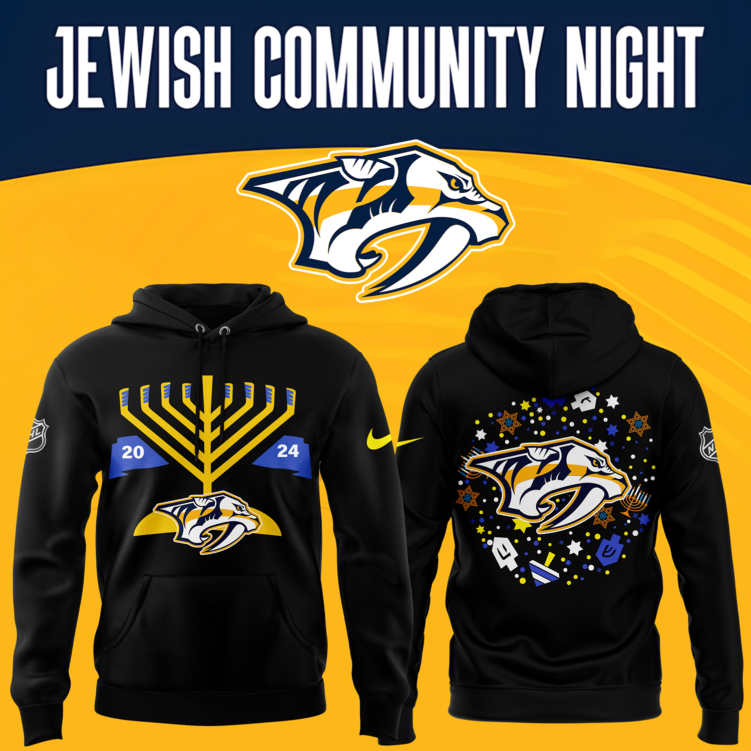 Nashville Predators x Jewish Community Night Premium Hoodie - Famjoys Nashville Predators x Jewish Community Night Premium Hoodie - Famjoys
