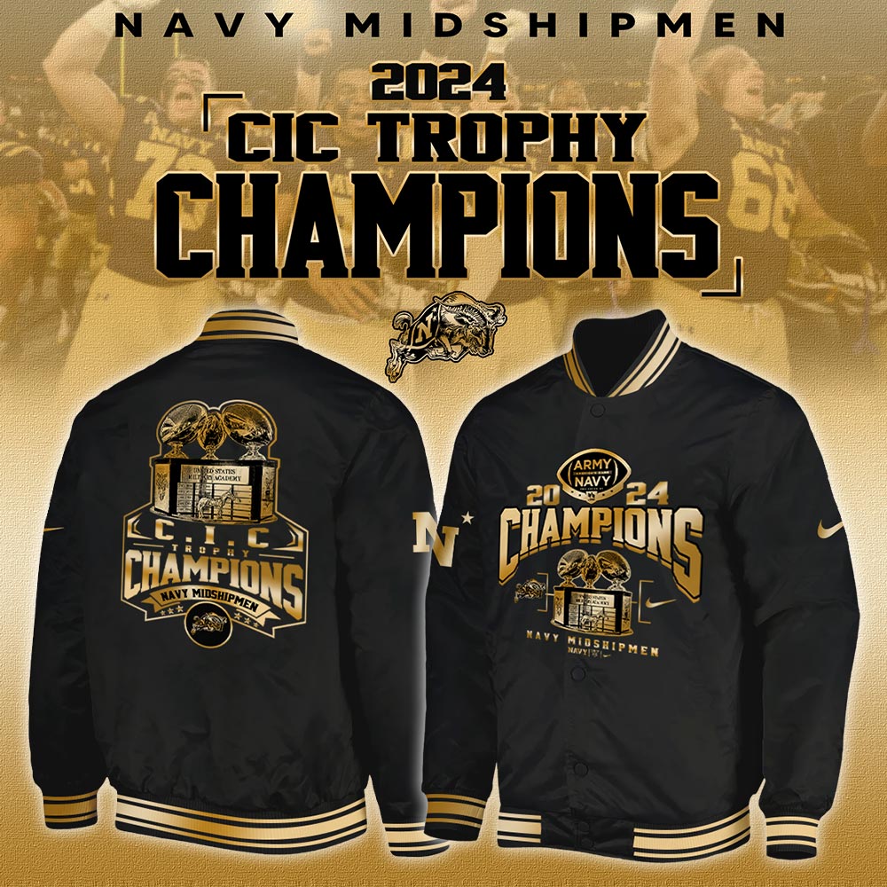 Navy CIC Champion Jacket Special Editon Gold - Famjoys Navy CIC Champion Jacket Special Editon Gold - Famjoys