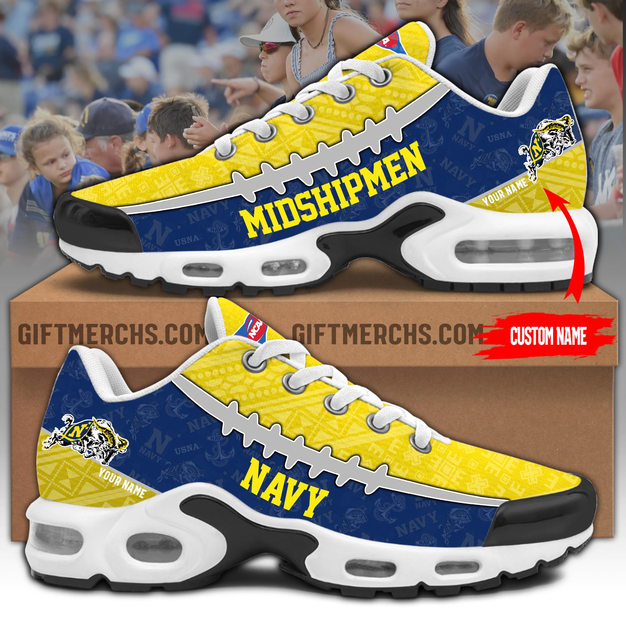 Navy Midship Personalized Shoes - Famjoys Navy Midship Personalized Shoes - Famjoys