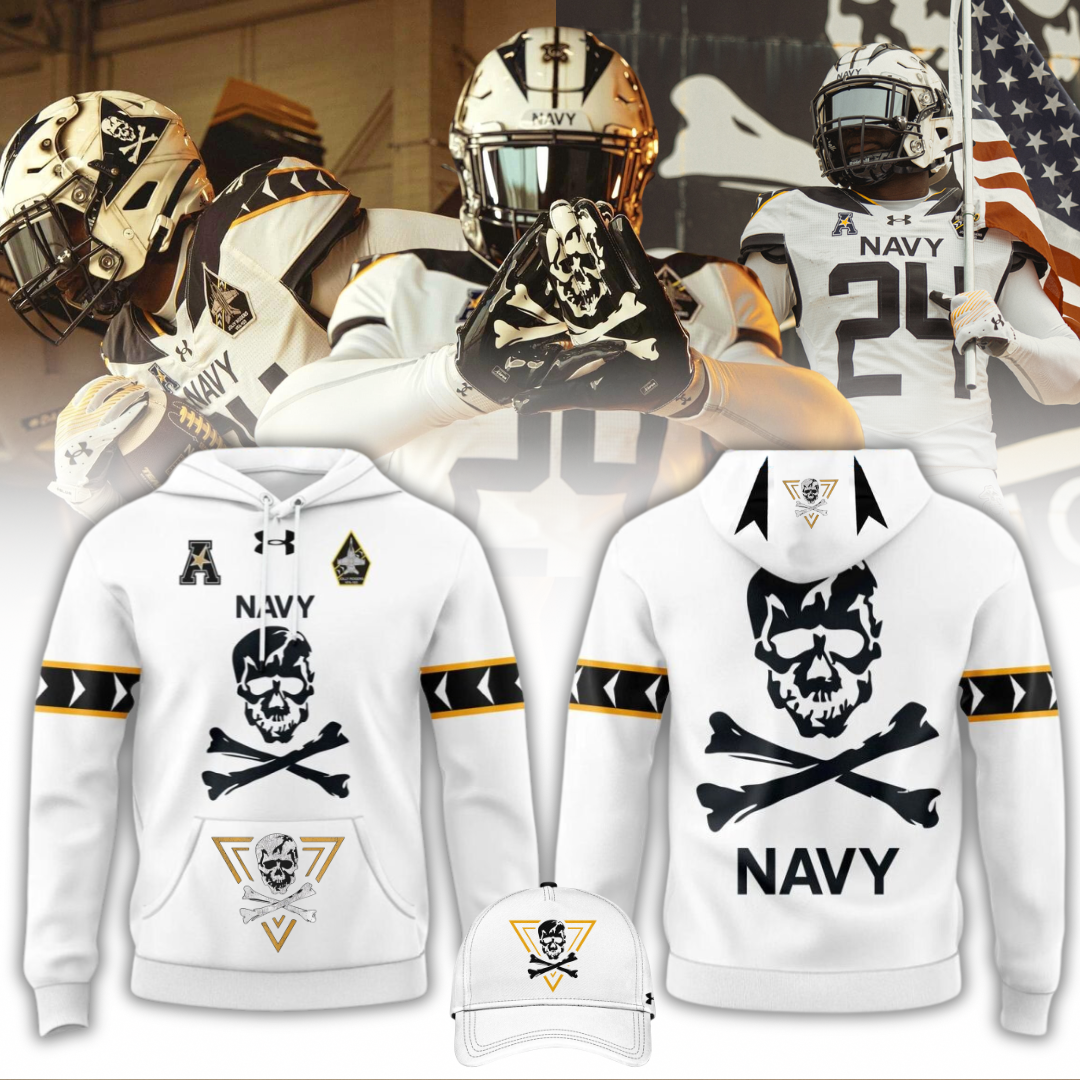 Navy Midshipmen 2024 White Hoodie Edition - Famjoys Navy Midshipmen 2024 White Hoodie Edition - Famjoys