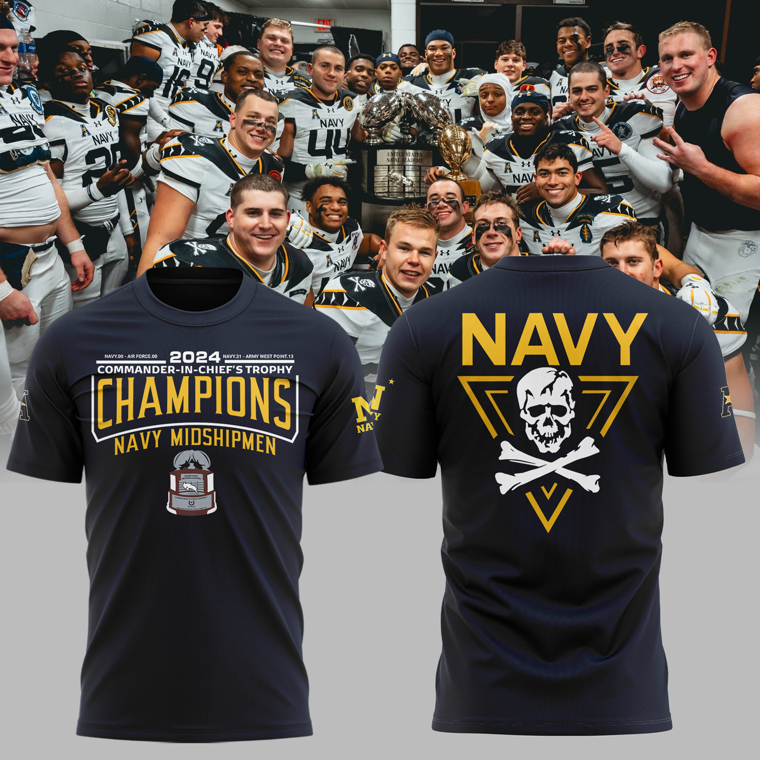 Navy Midshipmen CIC Trophy Champions Hoodie - Famjoys Navy Midshipmen CIC Trophy Champions Hoodie - Famjoys