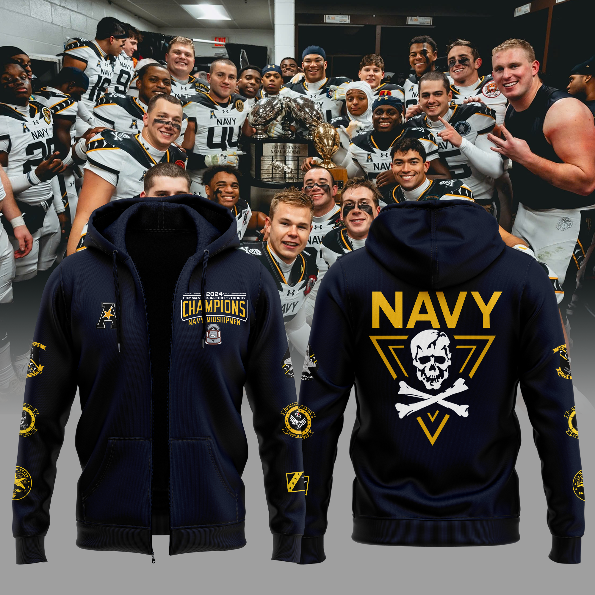 Navy Midshipmen CIC Trophy Champions Hoodie - Famjoys Navy Midshipmen CIC Trophy Champions Hoodie - Famjoys