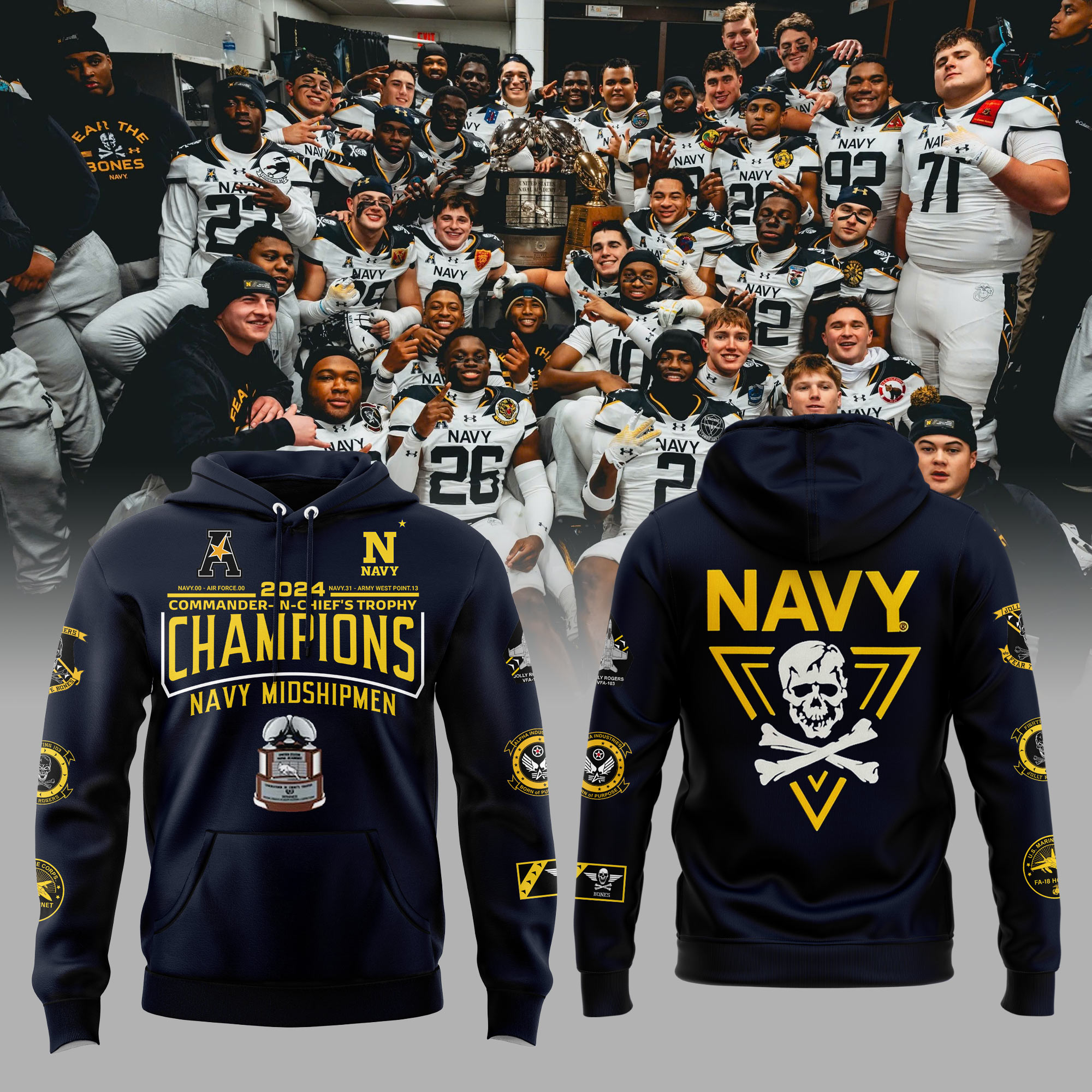 Navy Midshipmen CIC Trophy Champions Hoodie - Famjoys Navy Midshipmen CIC Trophy Champions Hoodie - Famjoys