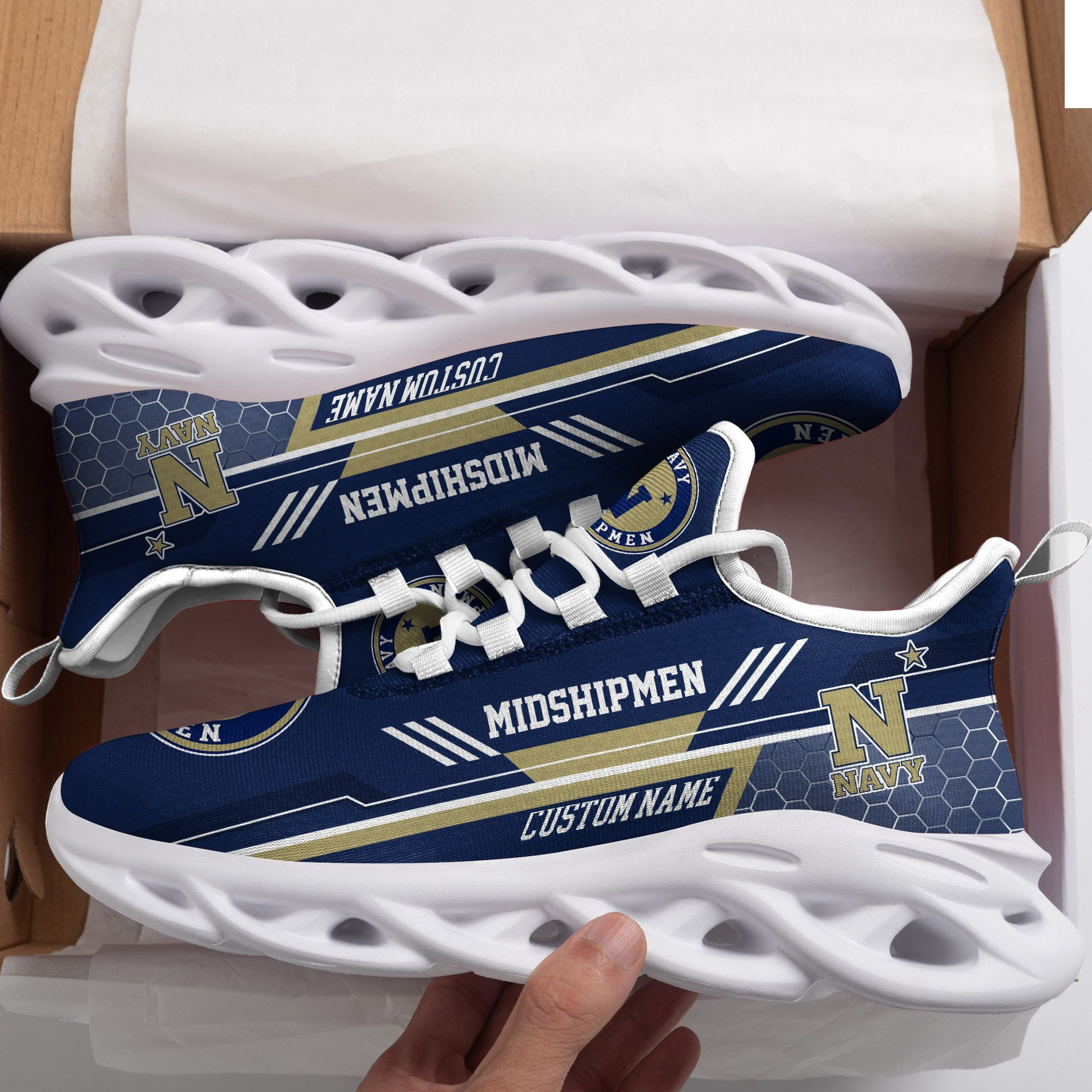 Navy Midshipmen Custom Personalized Max Soul Sneakers Shoes United States Naval Academy - Famjoys Navy Midshipmen Custom Personalized Max Soul Sneakers Shoes United States Naval Academy - Famjoys