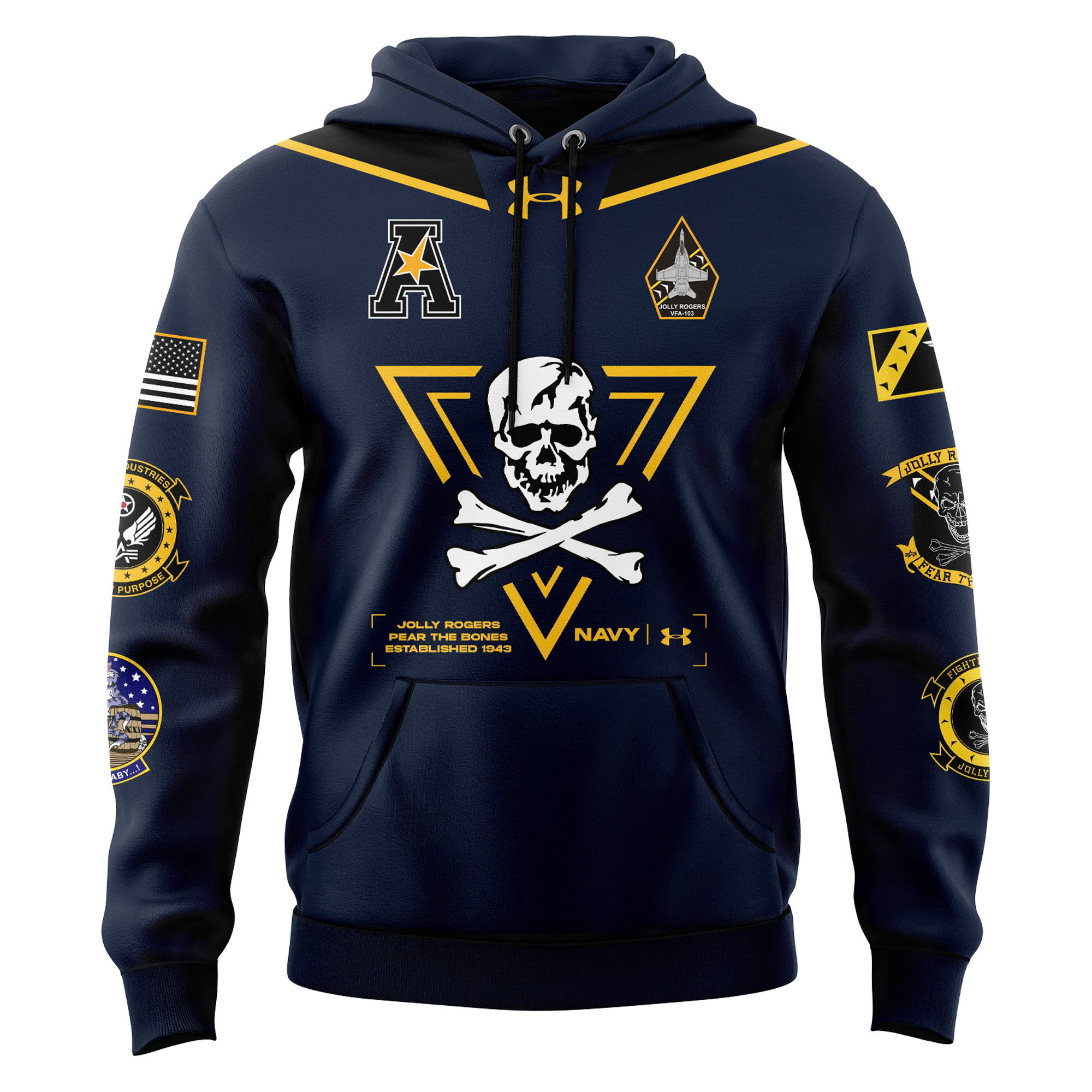 Navy Midshipmen football Jolly Rogers Hoodie v2 - Famjoys Navy Midshipmen football Jolly Rogers Hoodie v2 - Famjoys
