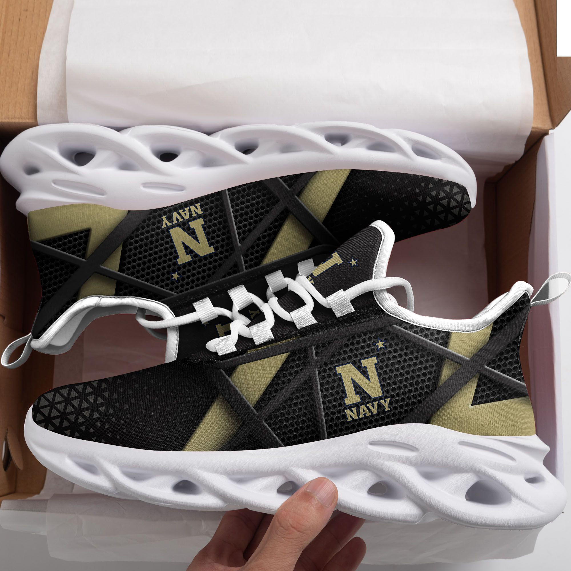 Navy Midshipmen Max Soul Sneakers Shoes - Famjoys Navy Midshipmen Max Soul Sneakers Shoes - Famjoys