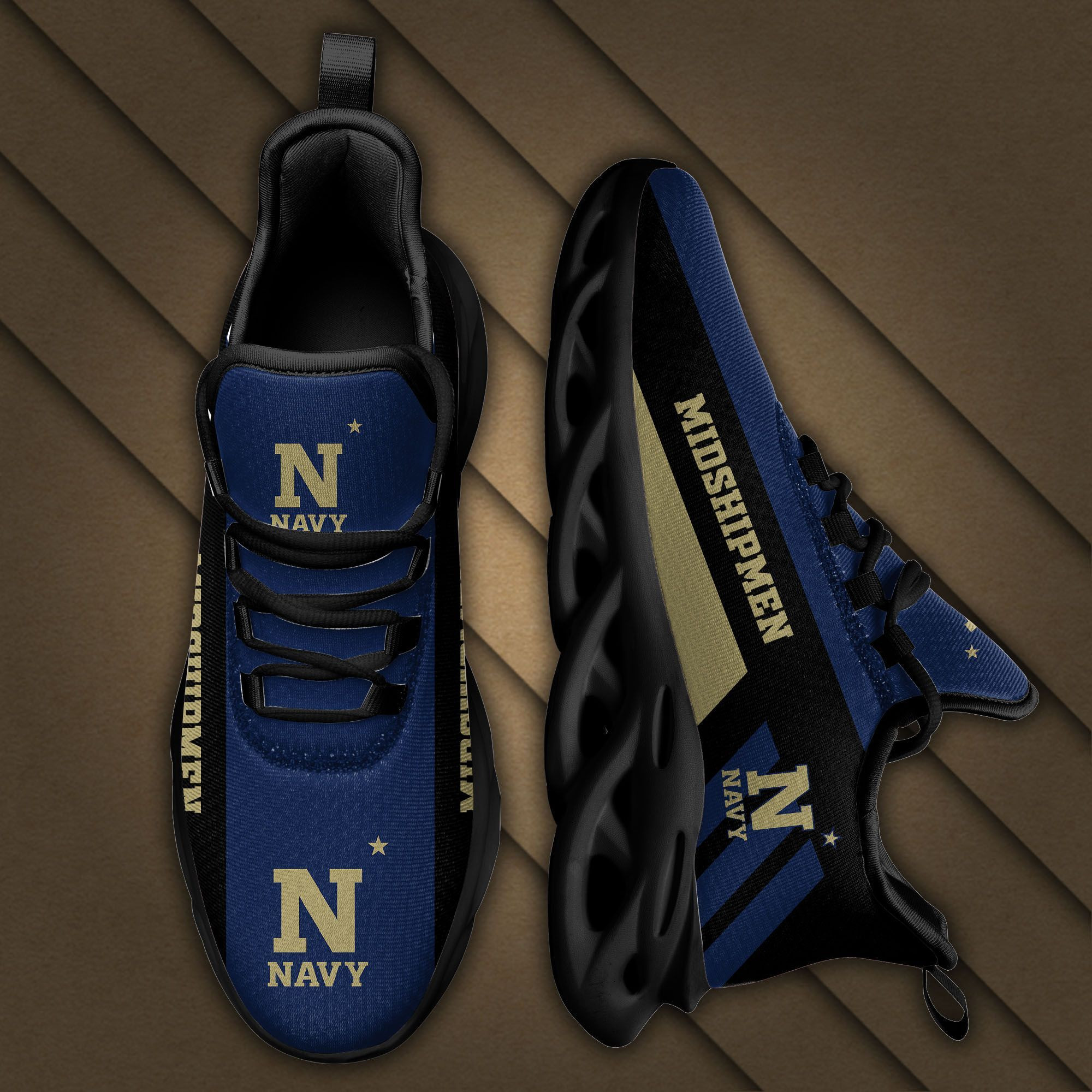 Navy Midshipmen Max Soul Sneakers Shoes - Famjoys Navy Midshipmen Max Soul Sneakers Shoes - Famjoys