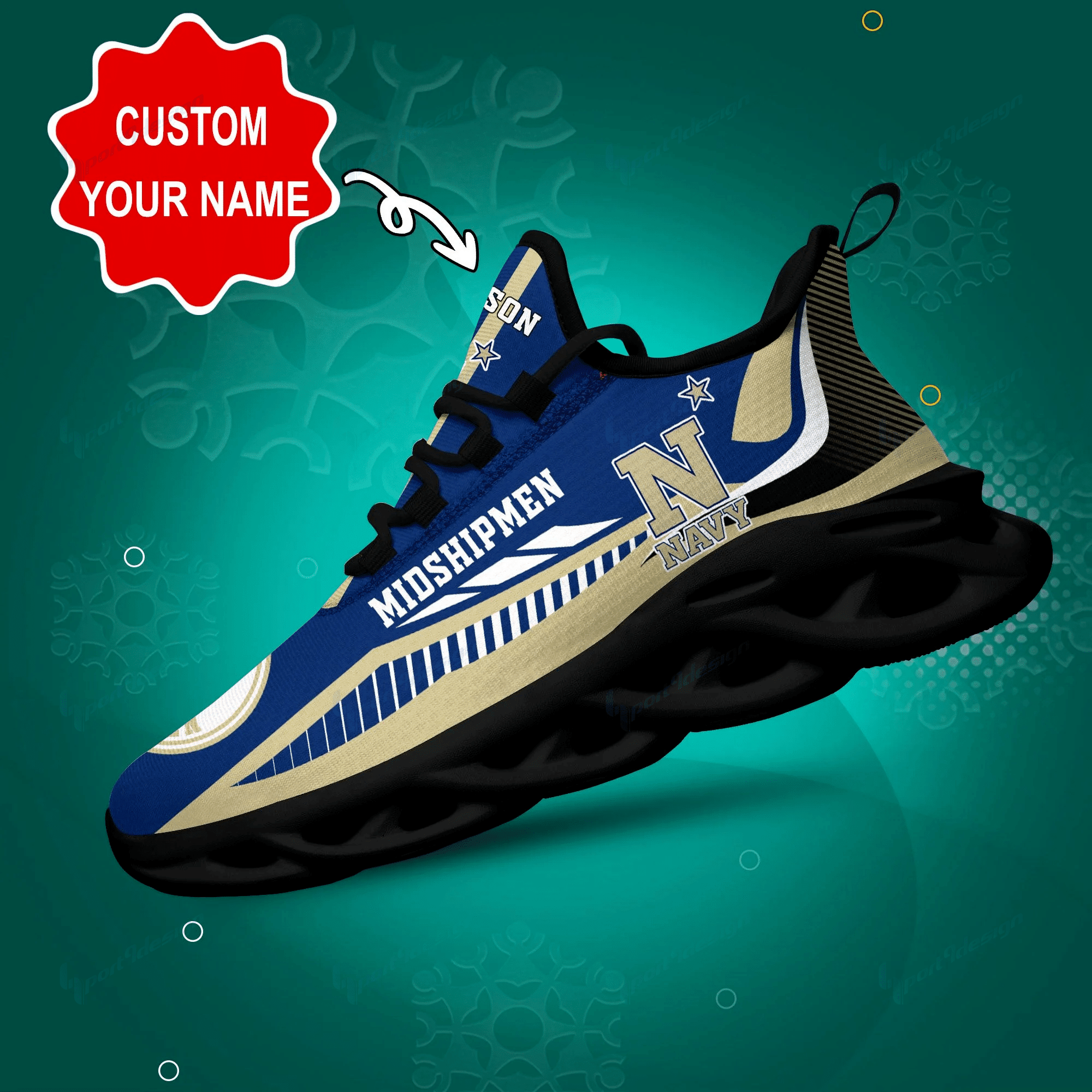 Navy Midshipmen Max Soul YZ Running Sneakers 431 - Famjoys Navy Midshipmen Max Soul YZ Running Sneakers 431 - Famjoys