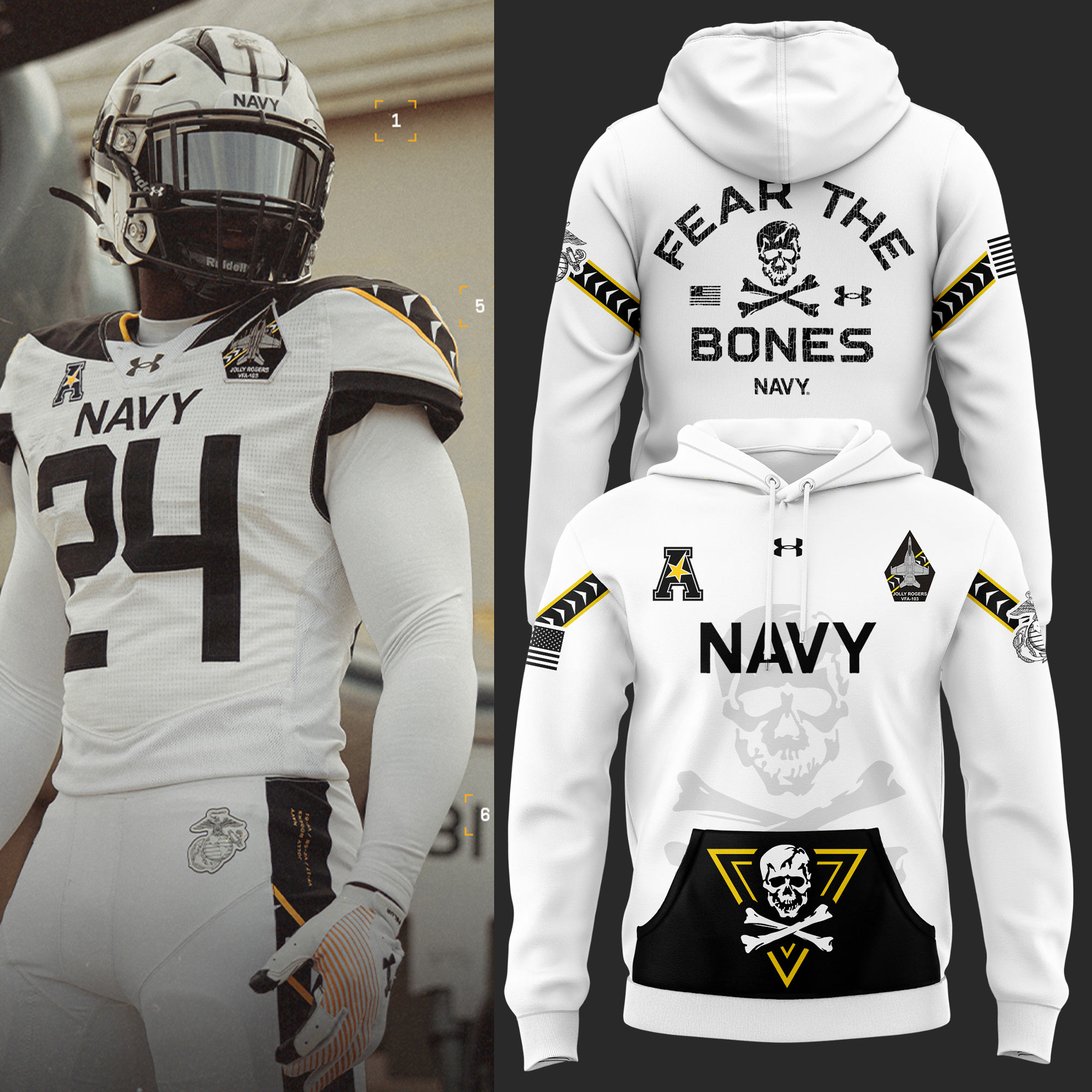 Navy Midshipmen Rivalry Fear The Bones Performance Hoodie - Famjoys Navy Midshipmen Rivalry Fear The Bones Performance Hoodie - Famjoys