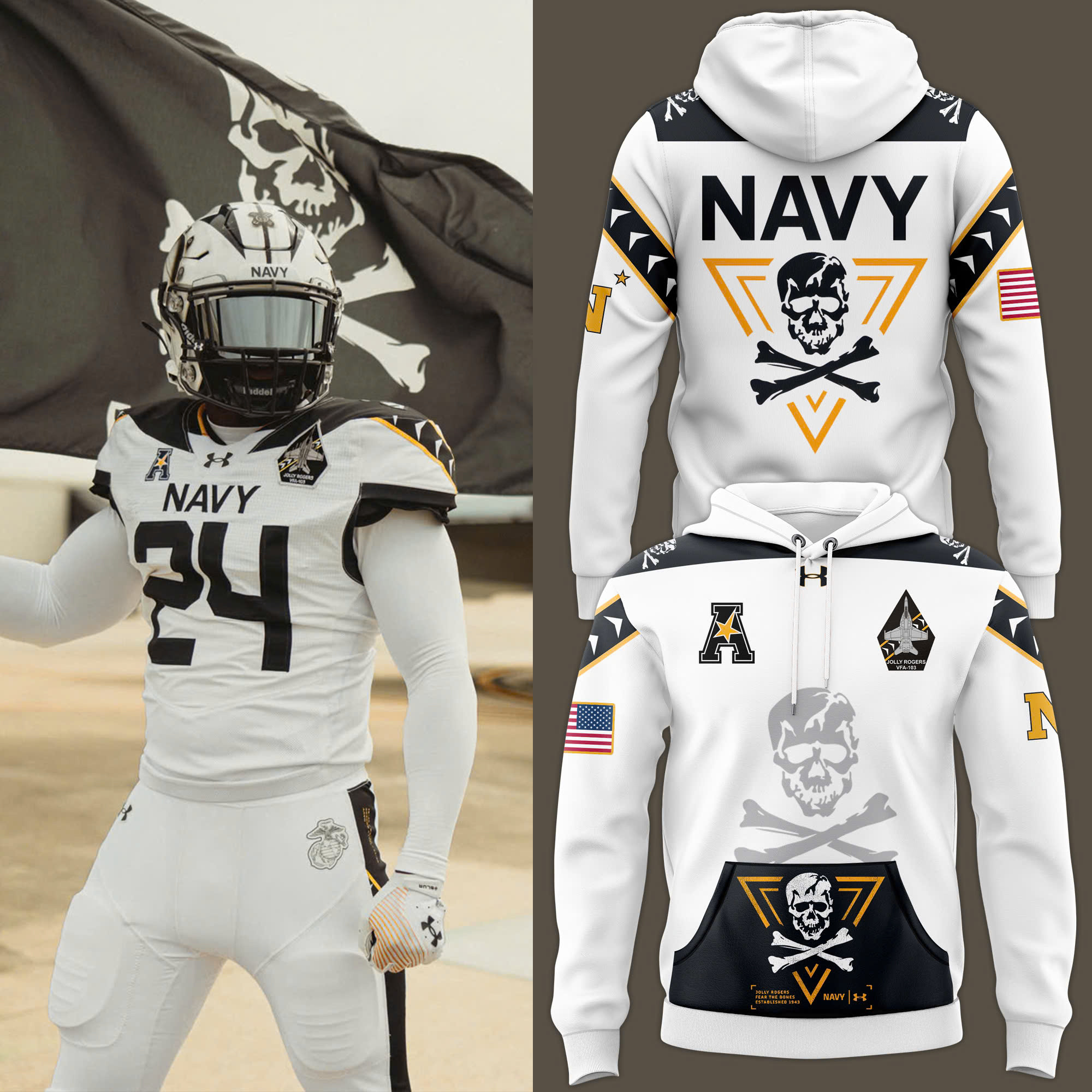 Navy Midshipmen Rivalry Shield Fleece Pullover Hoodie V2 - Famjoys Navy Midshipmen Rivalry Shield Fleece Pullover Hoodie V2 - Famjoys