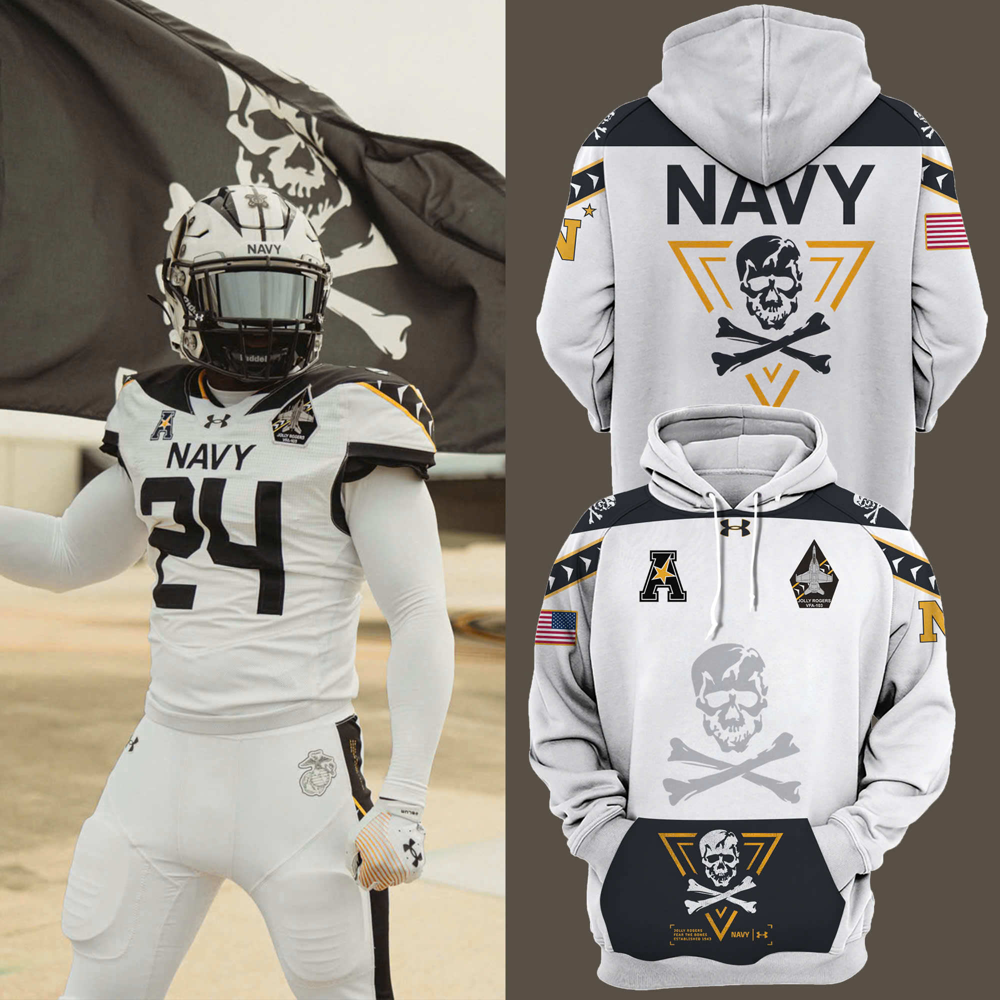 Navy Midshipmen Rivalry Shield Fleece Pullover Hoodie V2 - Famjoys Navy Midshipmen Rivalry Shield Fleece Pullover Hoodie V2 - Famjoys
