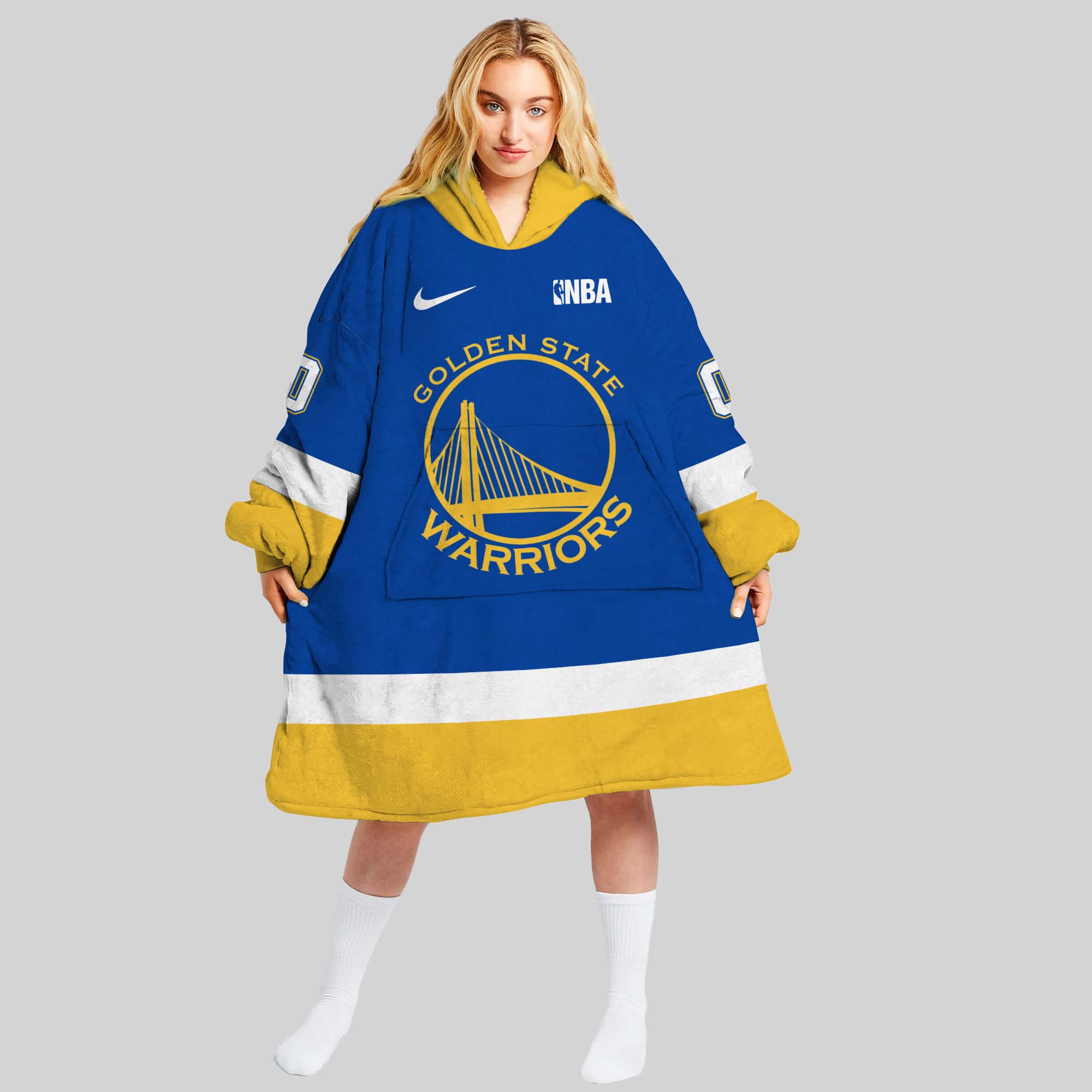 NBA Golden State Warriors Personalized oodie blanket hoodie snuggie hoodies for all family - Famjoys NBA Golden State Warriors Personalized oodie blanket hoodie snuggie hoodies for all family - Famjoys