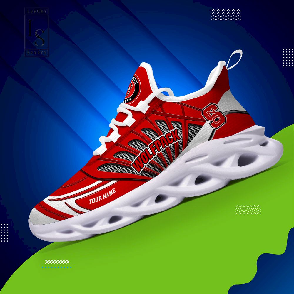 NC State Wolfpack Custom Name Max Soul Shoes - Famjoys NC State Wolfpack Custom Name Max Soul Shoes - Famjoys