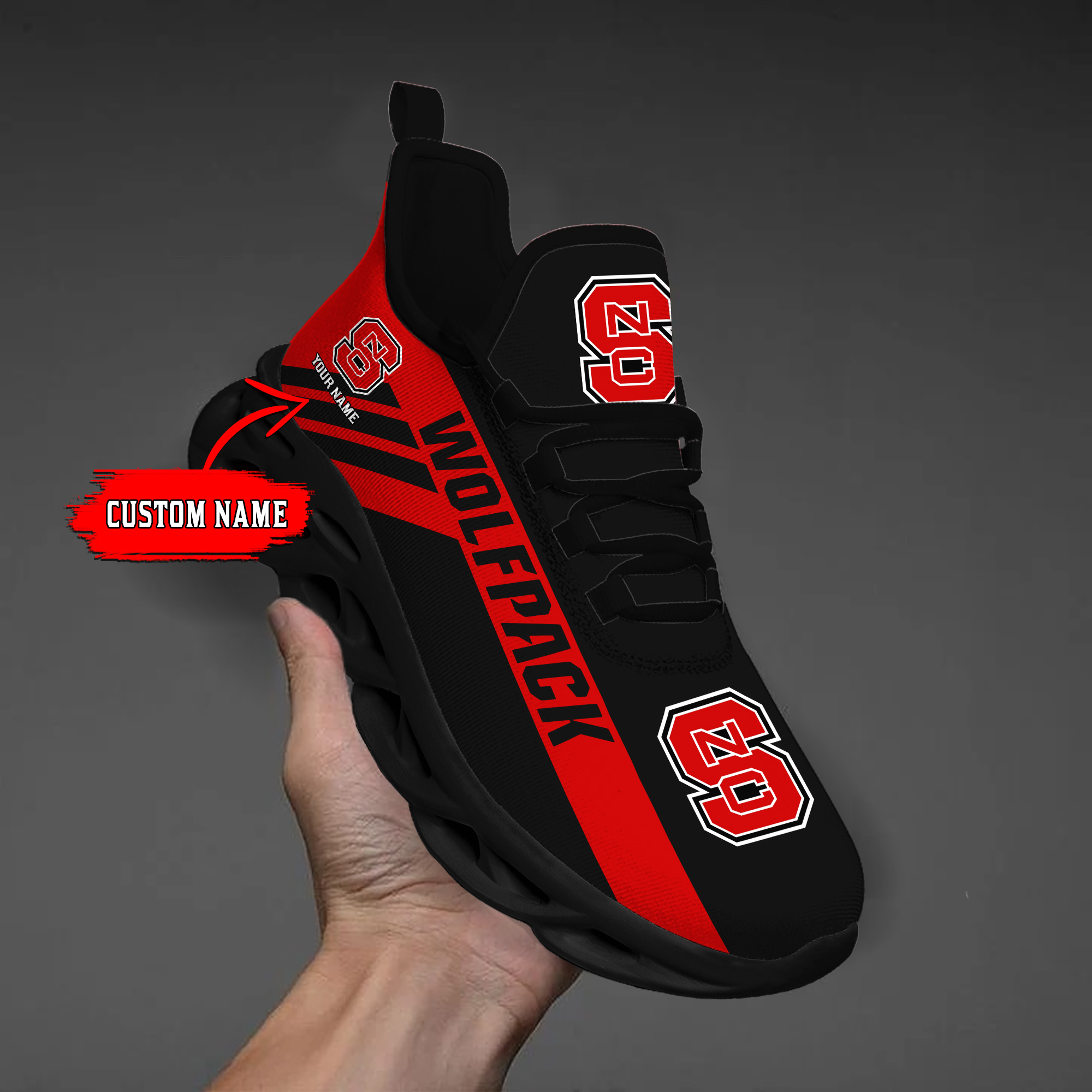 NC State Wolfpack Custom Name PERSONALIZED MAX SOUL SHOES DS004 - Famjoys NC State Wolfpack Custom Name PERSONALIZED MAX SOUL SHOES DS004 - Famjoys