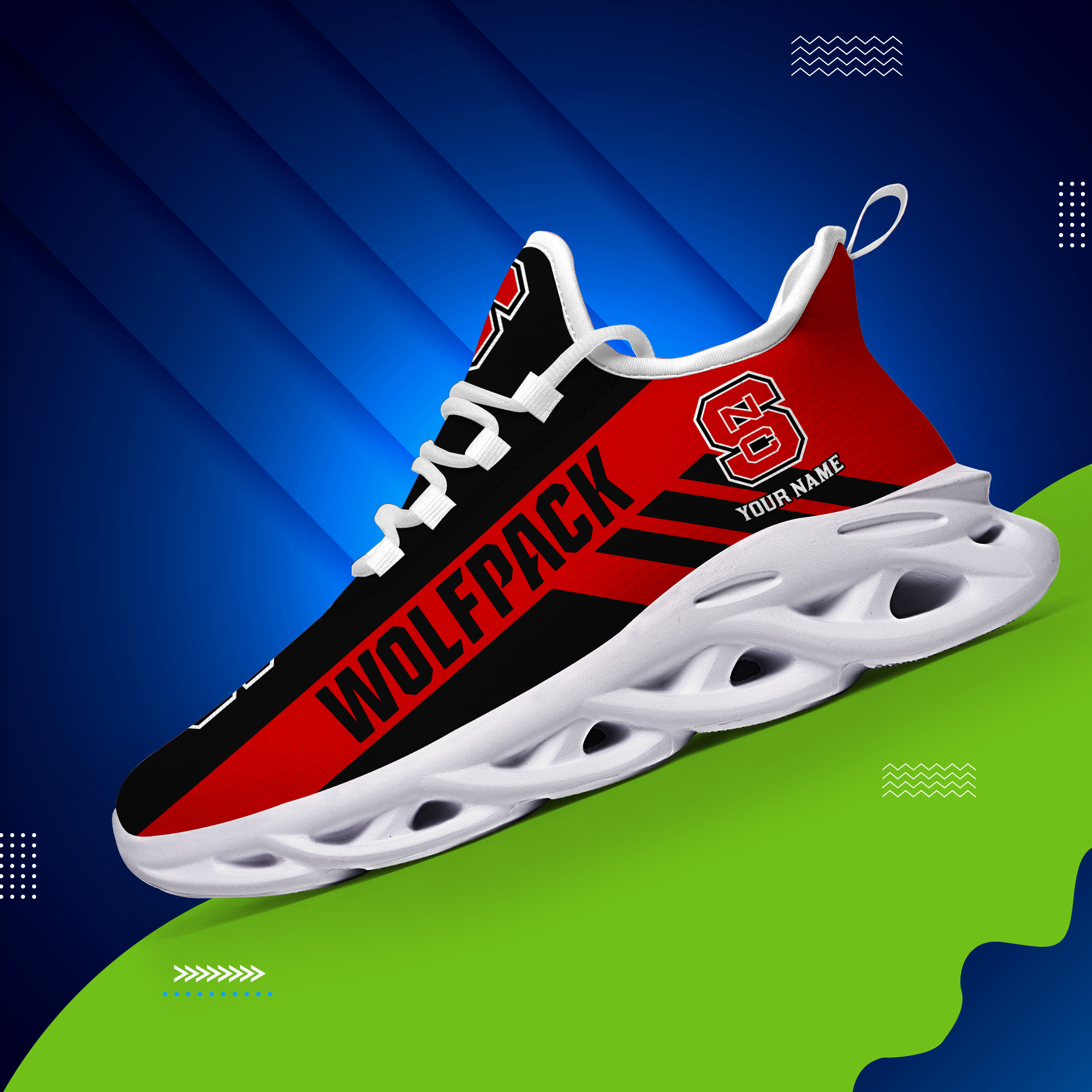 NC State Wolfpack Custom Name PERSONALIZED MAX SOUL SHOES DS004 - Famjoys NC State Wolfpack Custom Name PERSONALIZED MAX SOUL SHOES DS004 - Famjoys