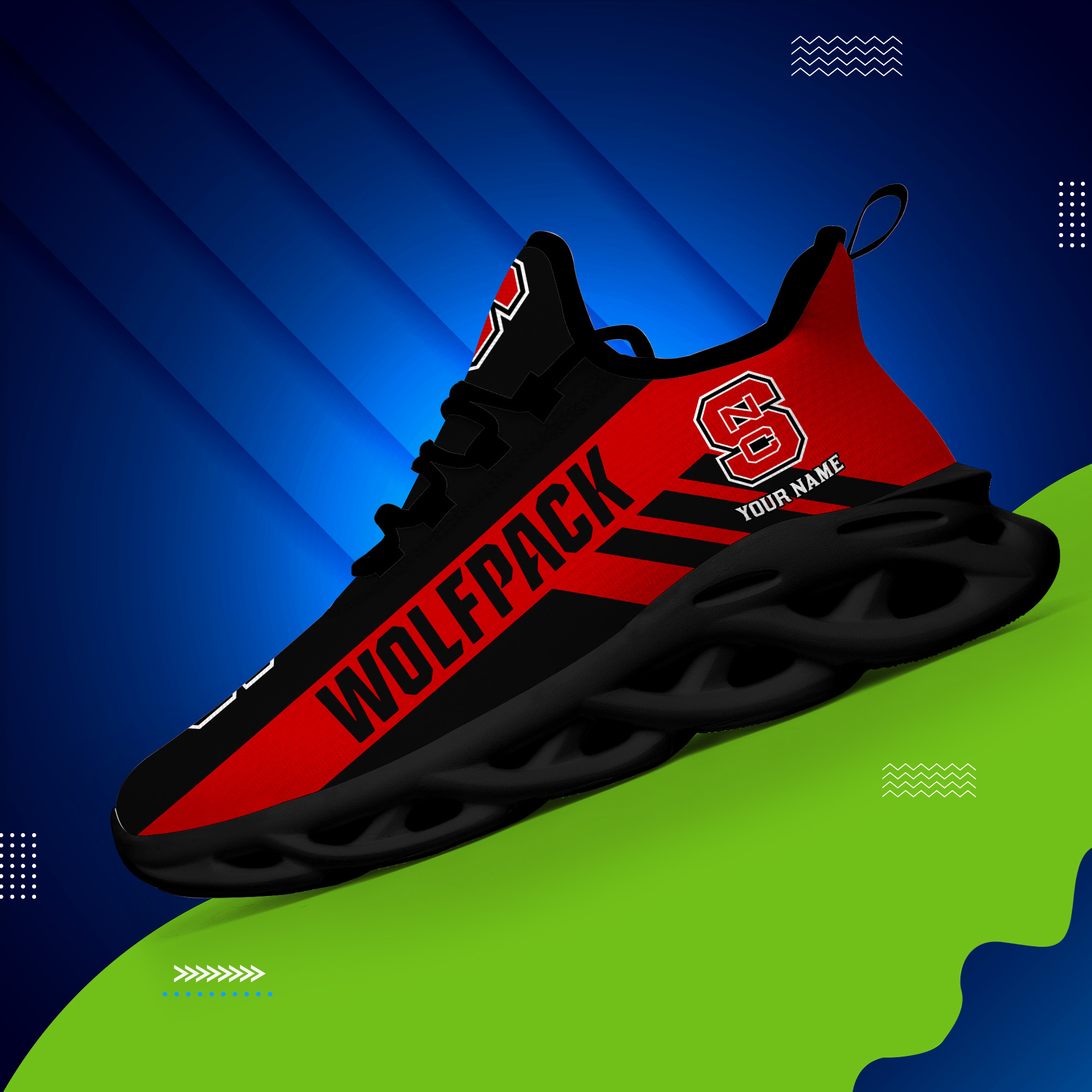 NC State Wolfpack Custom Name PERSONALIZED MAX SOUL SHOES DS004 - Famjoys NC State Wolfpack Custom Name PERSONALIZED MAX SOUL SHOES DS004 - Famjoys