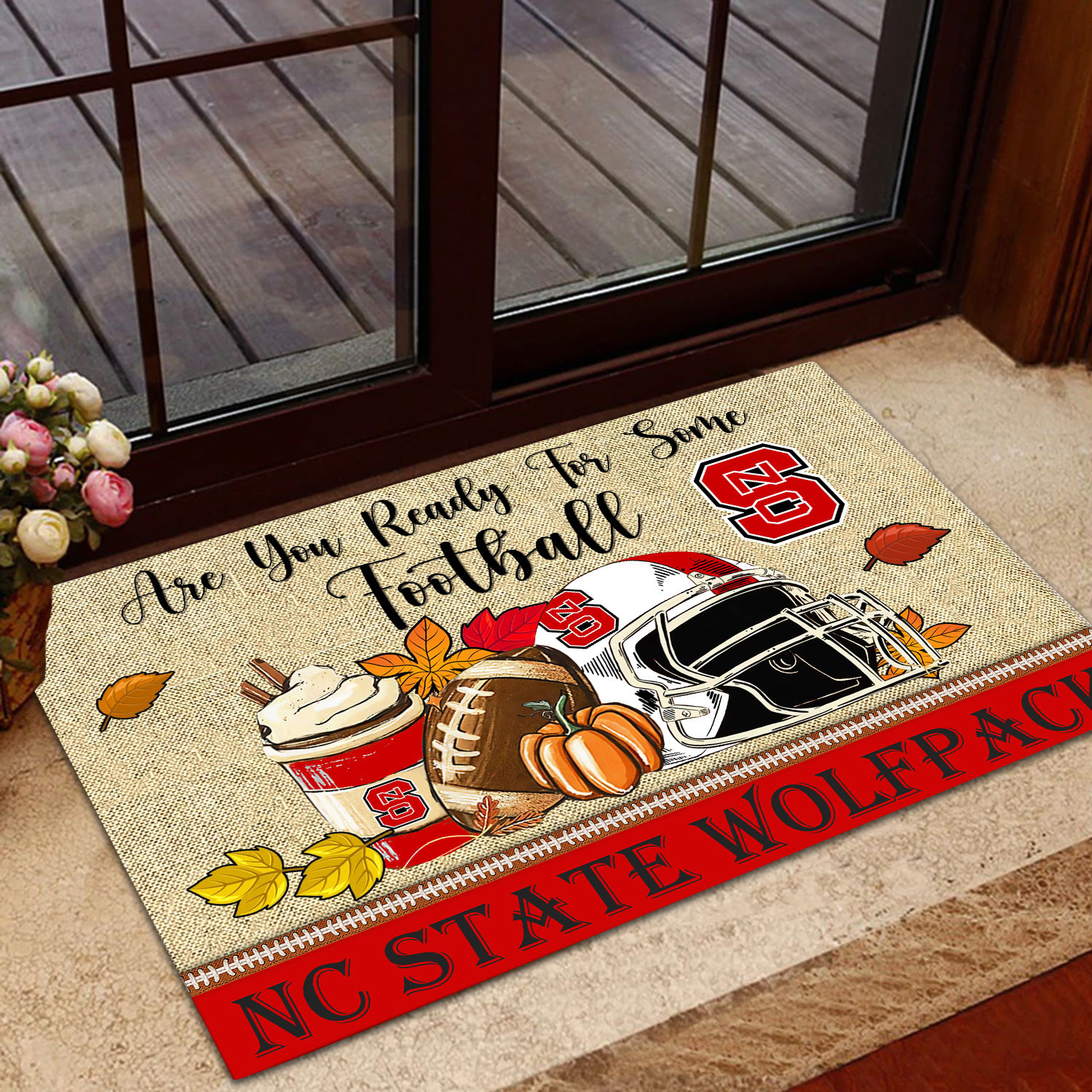 NC State Wolfpack Fall Football Custom Doormat - Custom Text