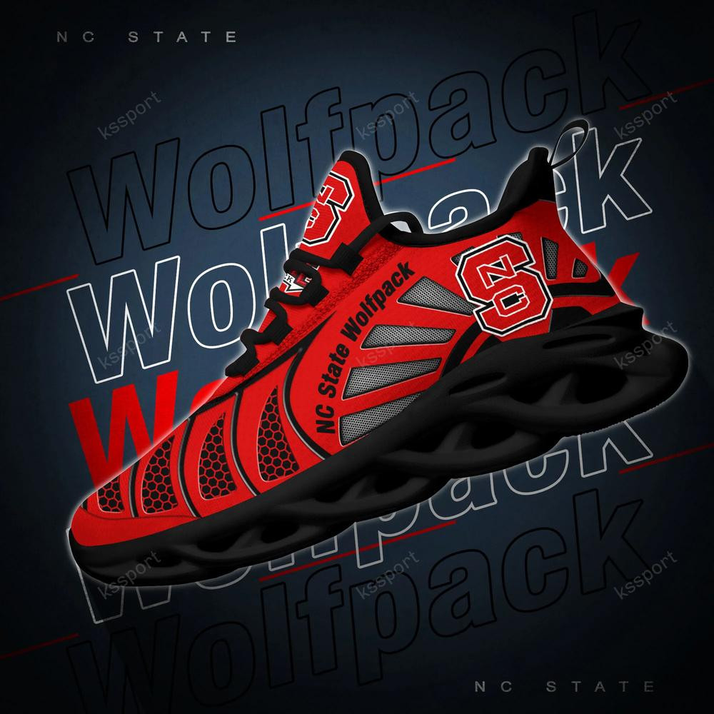 Nc State Wolfpack Max Soul Clunky, Black And White Running Shoes - Famjoys Nc State Wolfpack Max Soul Clunky, Black And White Running Shoes - Famjoys