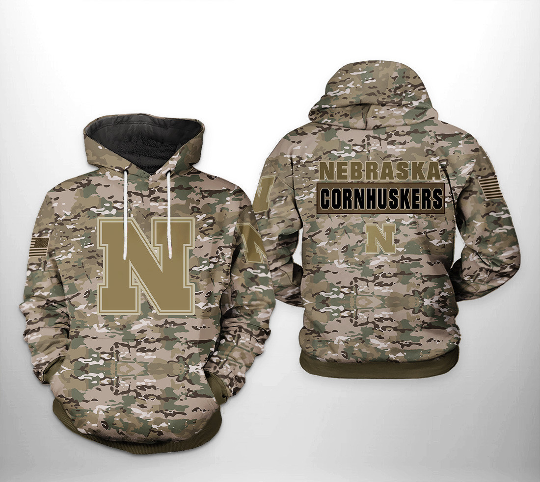 Nebraska Cornhuskers Camo Veteran Hoodie & Zip Hoodie