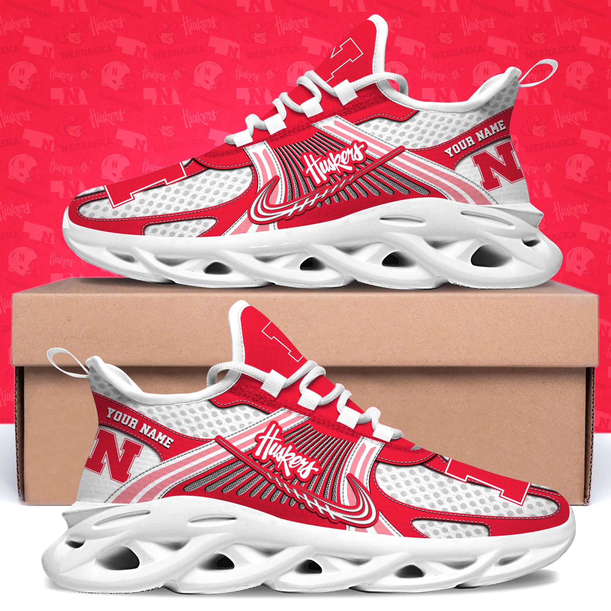 Nebraska Cornhuskers Clunky Sneakers Custom Your Name, Sport Sneakers ETRG-62343 - Famjoys Nebraska Cornhuskers Clunky Sneakers Custom Your Name, Sport Sneakers ETRG-62343 - Famjoys