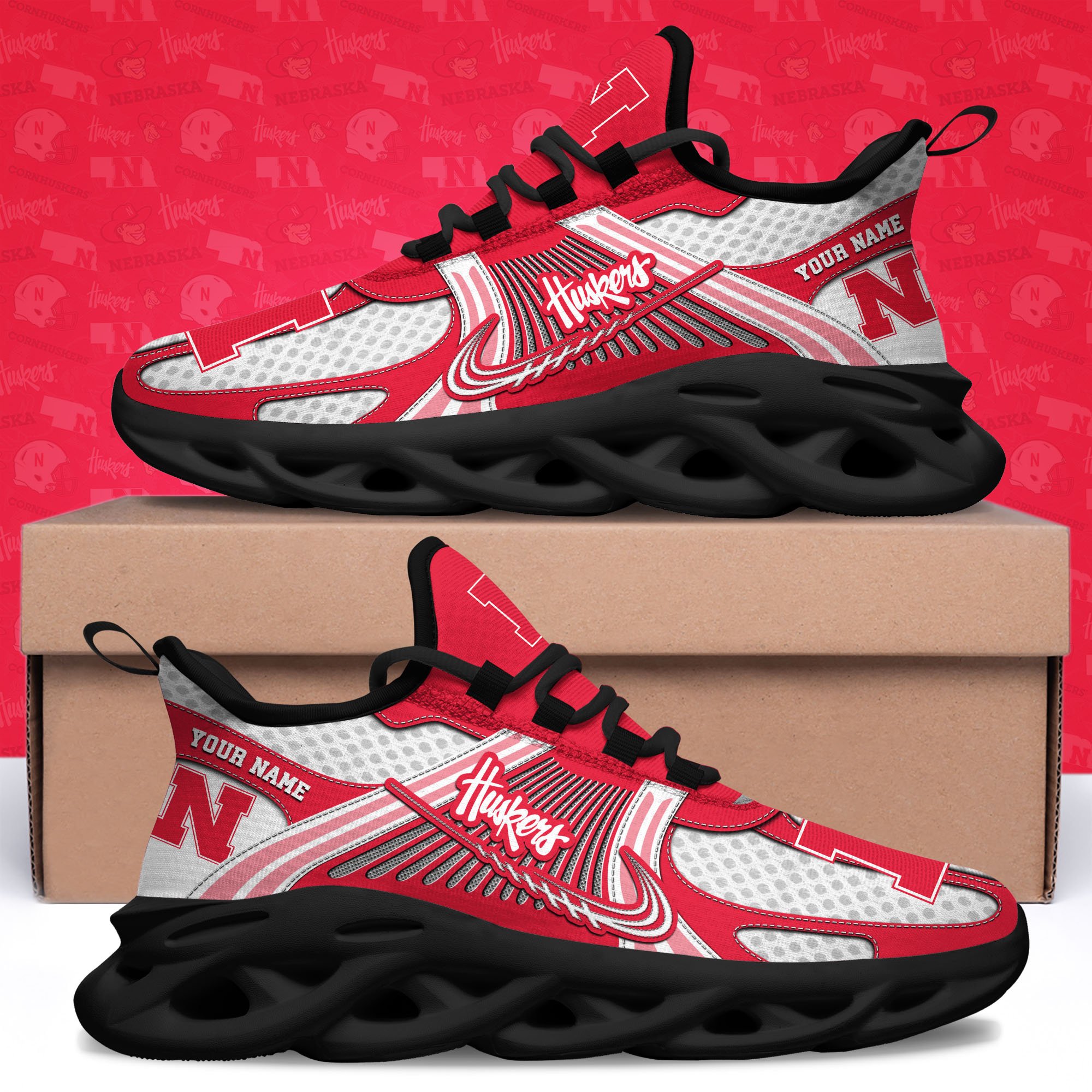 Nebraska Cornhuskers Clunky Sneakers Custom Your Name, Sport Sneakers ETRG-62343 - Famjoys Nebraska Cornhuskers Clunky Sneakers Custom Your Name, Sport Sneakers ETRG-62343 - Famjoys