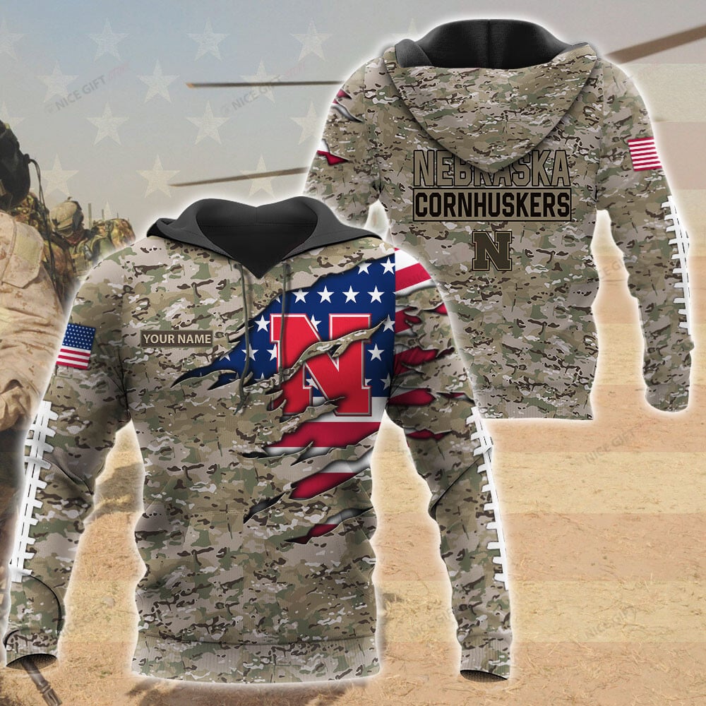 Nebraska Cornhuskers Custom Name Camouflage Hoodie - Famjoys Nebraska Cornhuskers Custom Name Camouflage Hoodie - Famjoys