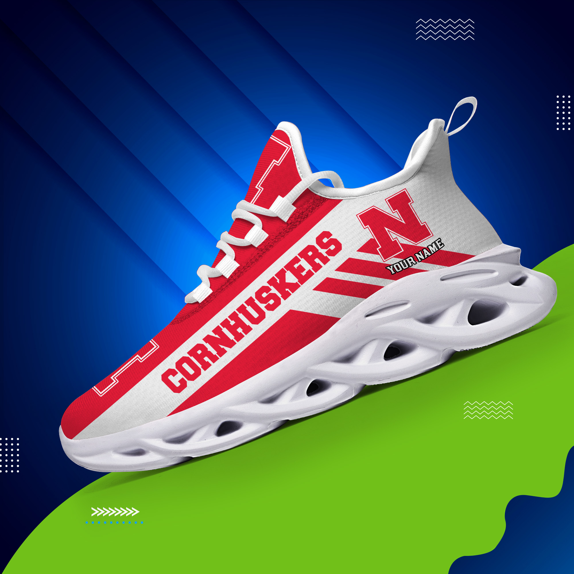 Nebraska Cornhuskers Custom Name PERSONALIZED MAX SOUL SHOES DS004 - Famjoys Nebraska Cornhuskers Custom Name PERSONALIZED MAX SOUL SHOES DS004 - Famjoys