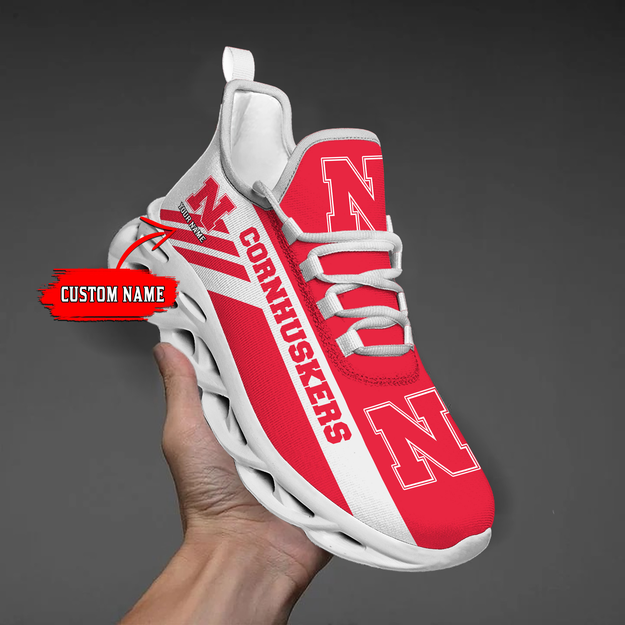 Nebraska Cornhuskers Custom Name PERSONALIZED MAX SOUL SHOES DS004 - Famjoys Nebraska Cornhuskers Custom Name PERSONALIZED MAX SOUL SHOES DS004 - Famjoys