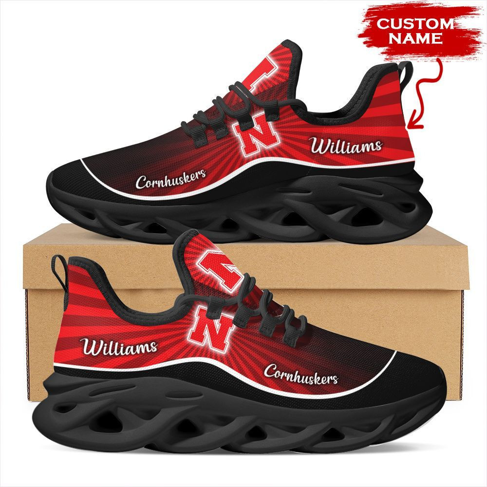 Nebraska Cornhuskers Custom Name Personalized Max Soul Sneakers Shoes - Famjoys Nebraska Cornhuskers Custom Name Personalized Max Soul Sneakers Shoes - Famjoys
