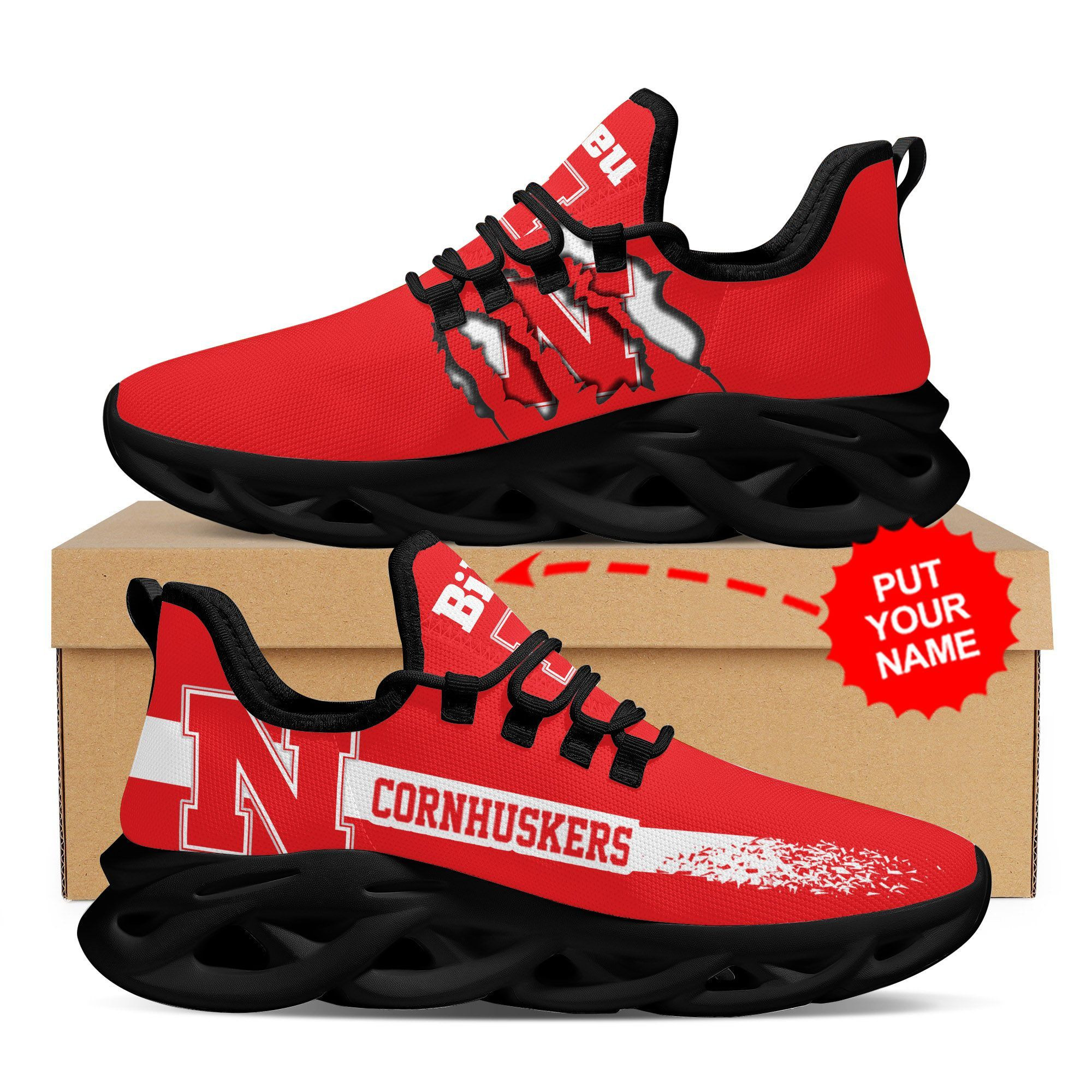 Nebraska Cornhuskers Custom Personalized Max Soul Sneakers Shoes - Famjoys Nebraska Cornhuskers Custom Personalized Max Soul Sneakers Shoes - Famjoys