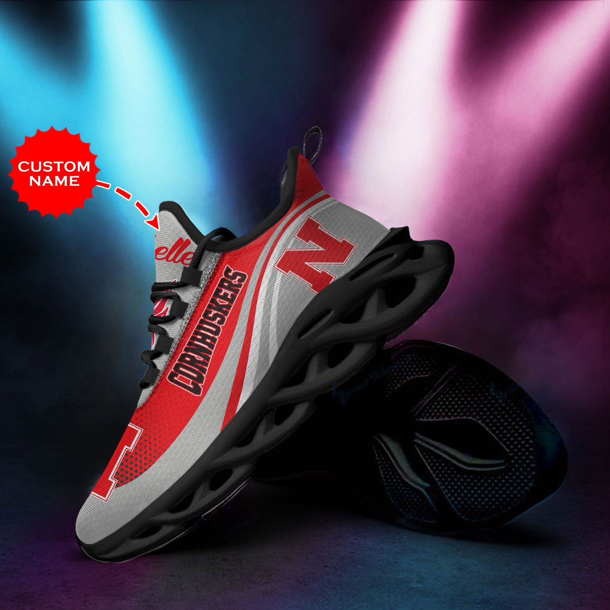 Nebraska Cornhuskers Custom Personalized Max Soul Sneakers Shoes - Famjoys Nebraska Cornhuskers Custom Personalized Max Soul Sneakers Shoes - Famjoys