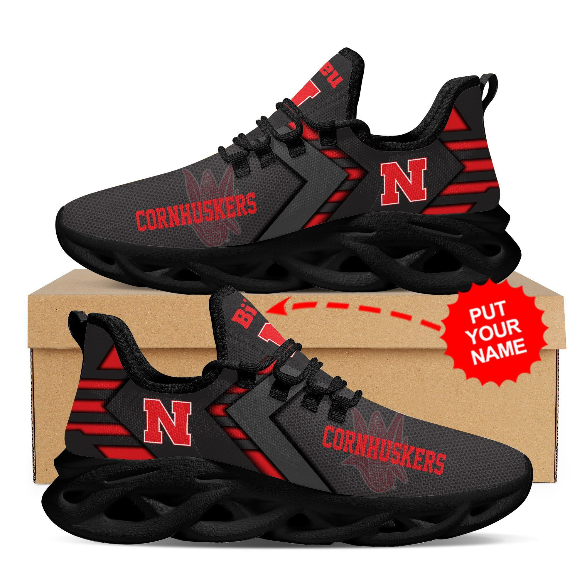 Nebraska Cornhuskers Custom Personalized Max Soul Sneakers Shoes - Famjoys Nebraska Cornhuskers Custom Personalized Max Soul Sneakers Shoes - Famjoys