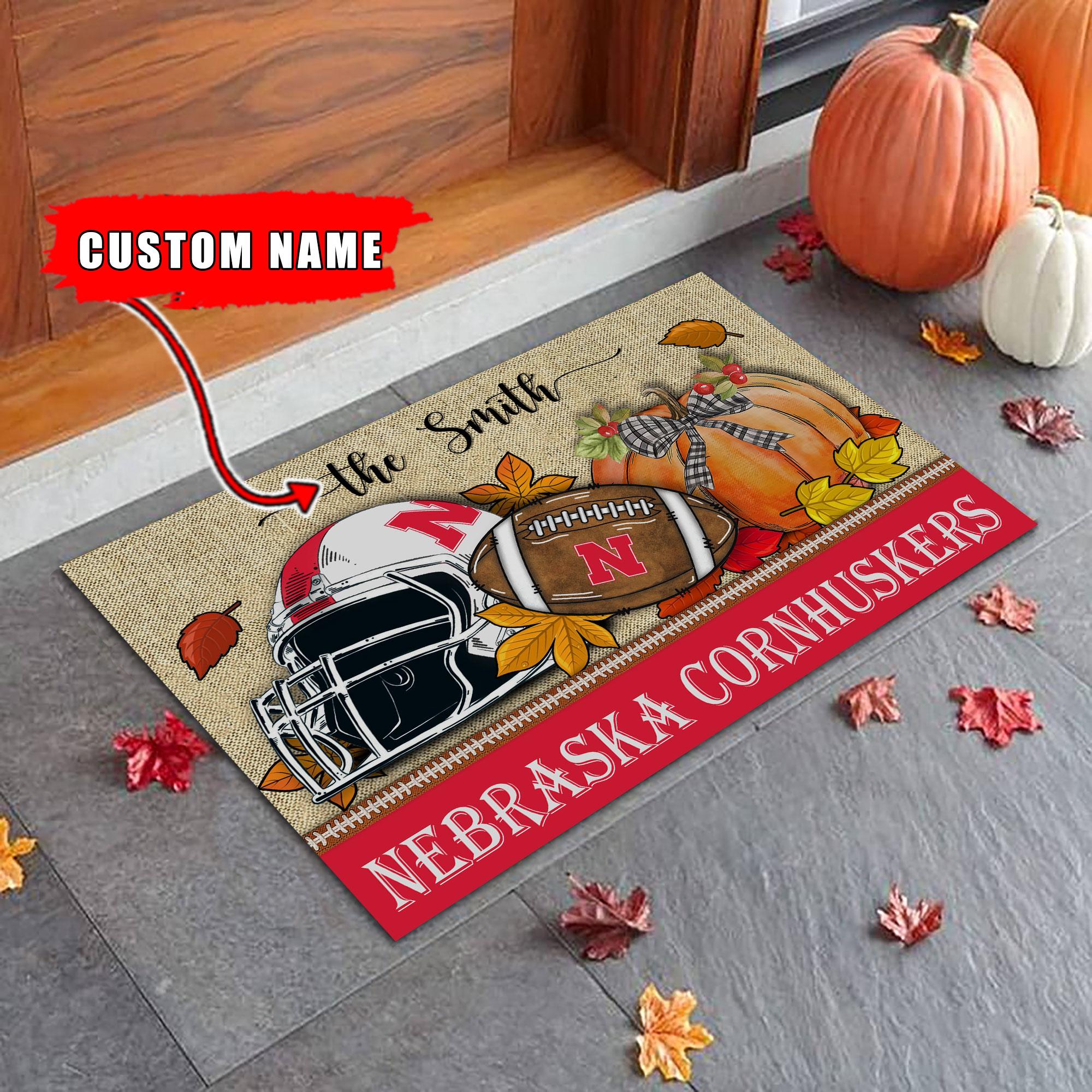 Nebraska Cornhuskers Fall Football Doormat - Famjoys Nebraska Cornhuskers Fall Football Doormat - Famjoys
