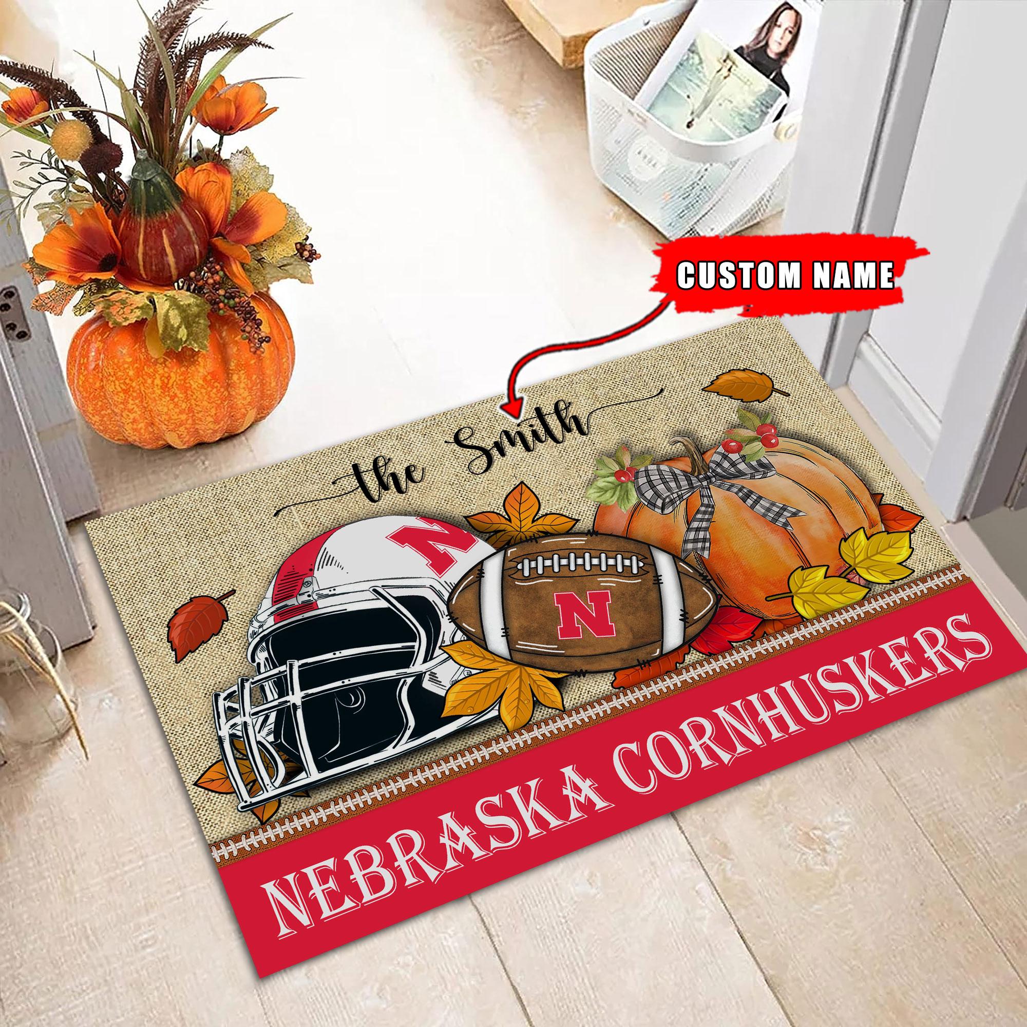 Nebraska Cornhuskers Fall Football Doormat - Famjoys Nebraska Cornhuskers Fall Football Doormat - Famjoys